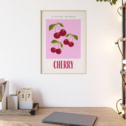 Wandposter mit Holzrahmen - Cherry Pink