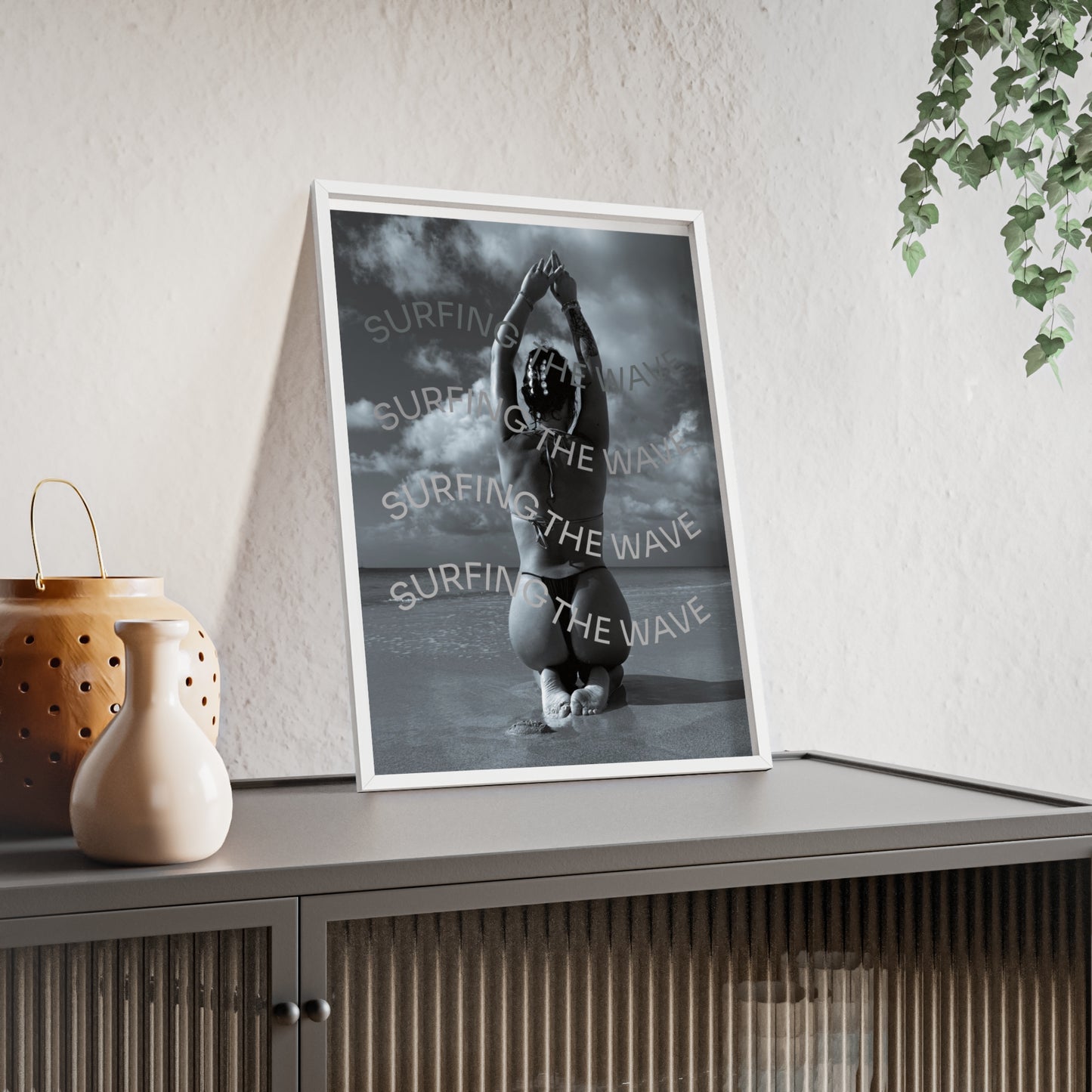 Beach Poster with Wooden Frame - Find me at the beach