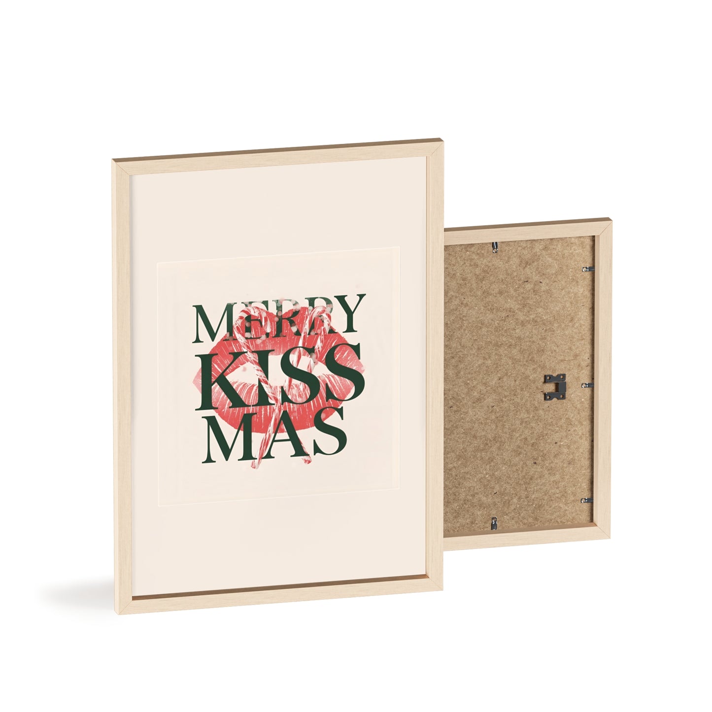 Wandposter mit Holzrahmen - Merry Kiss-Mas