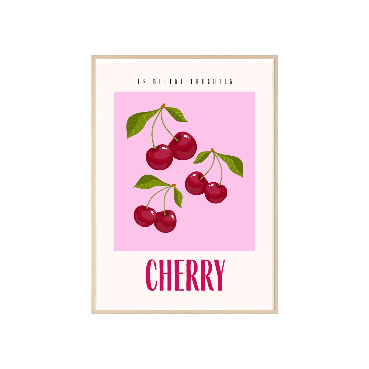 Wandposter mit Holzrahmen - Cherry Pink