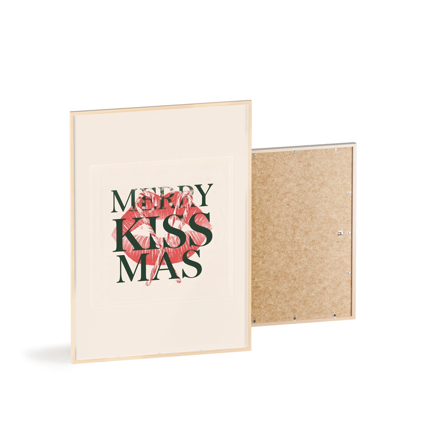 Wandposter mit Holzrahmen - Merry Kiss-Mas