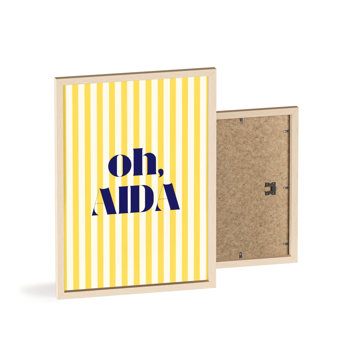 Poster with Wooden Frame - OH AIDA Yellow White Stripes