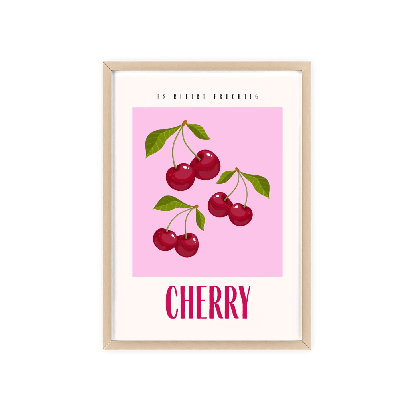 Wandposter mit Holzrahmen - Cherry Pink