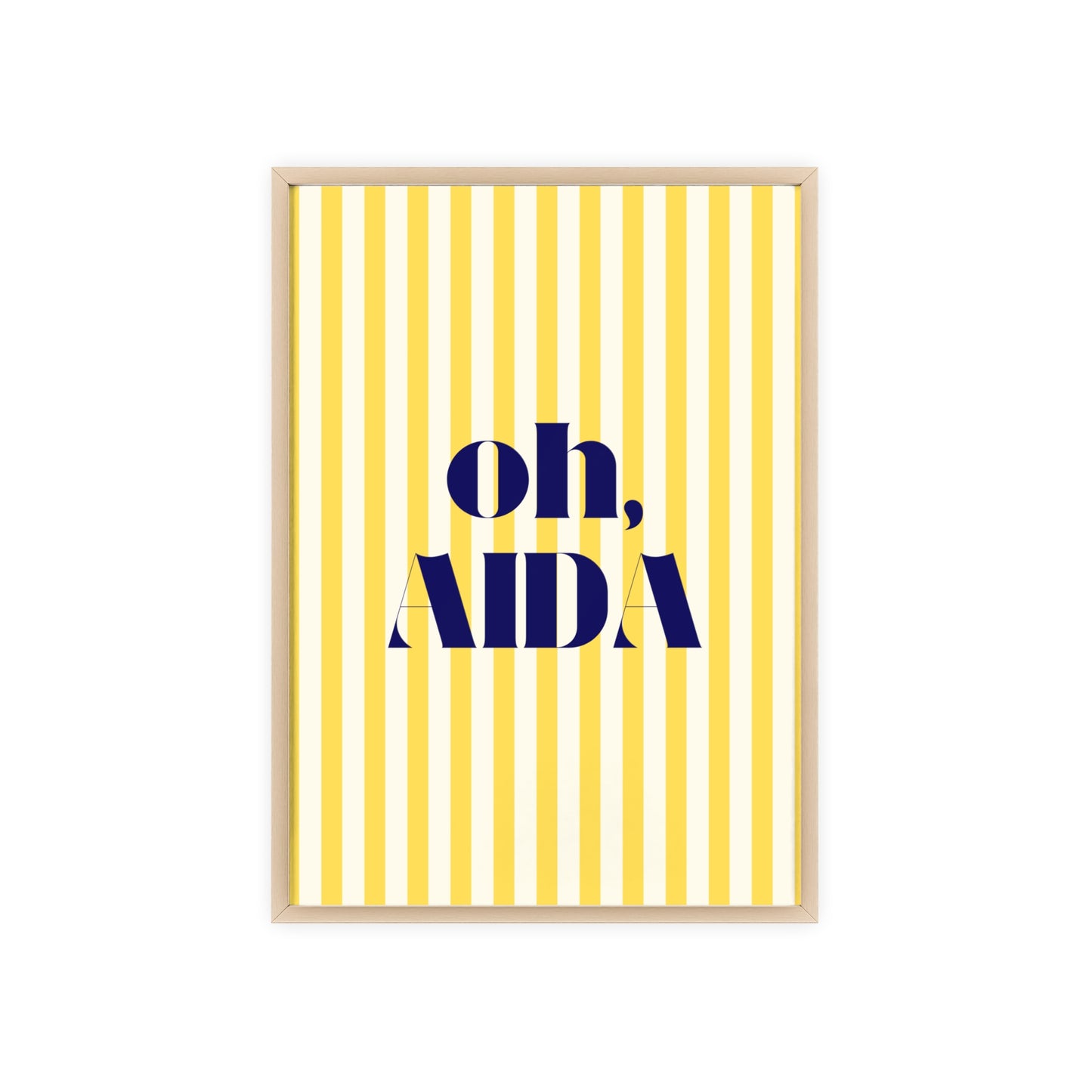 Poster with Wooden Frame - OH AIDA Yellow White Stripes