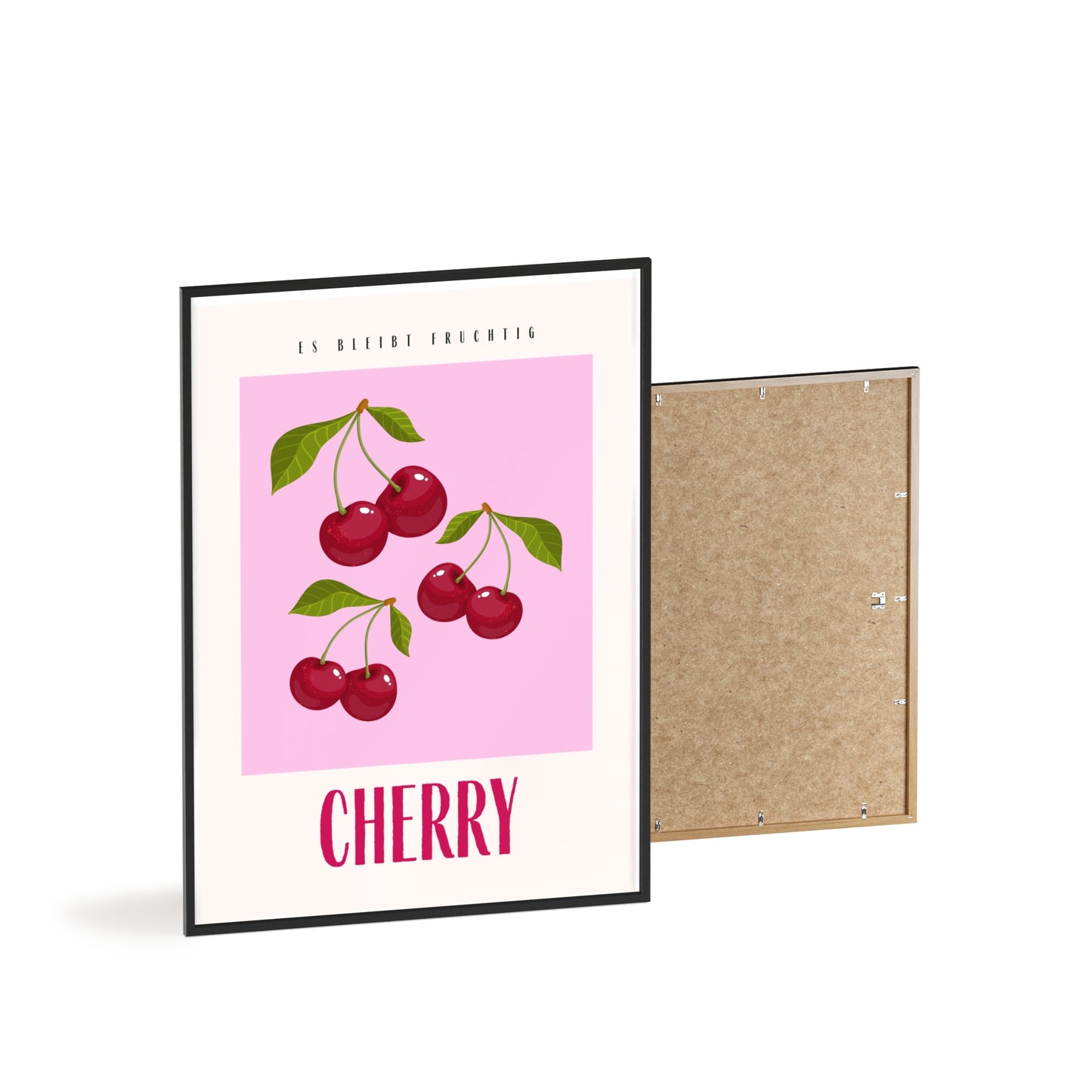 Wandposter mit Holzrahmen - Cherry Pink