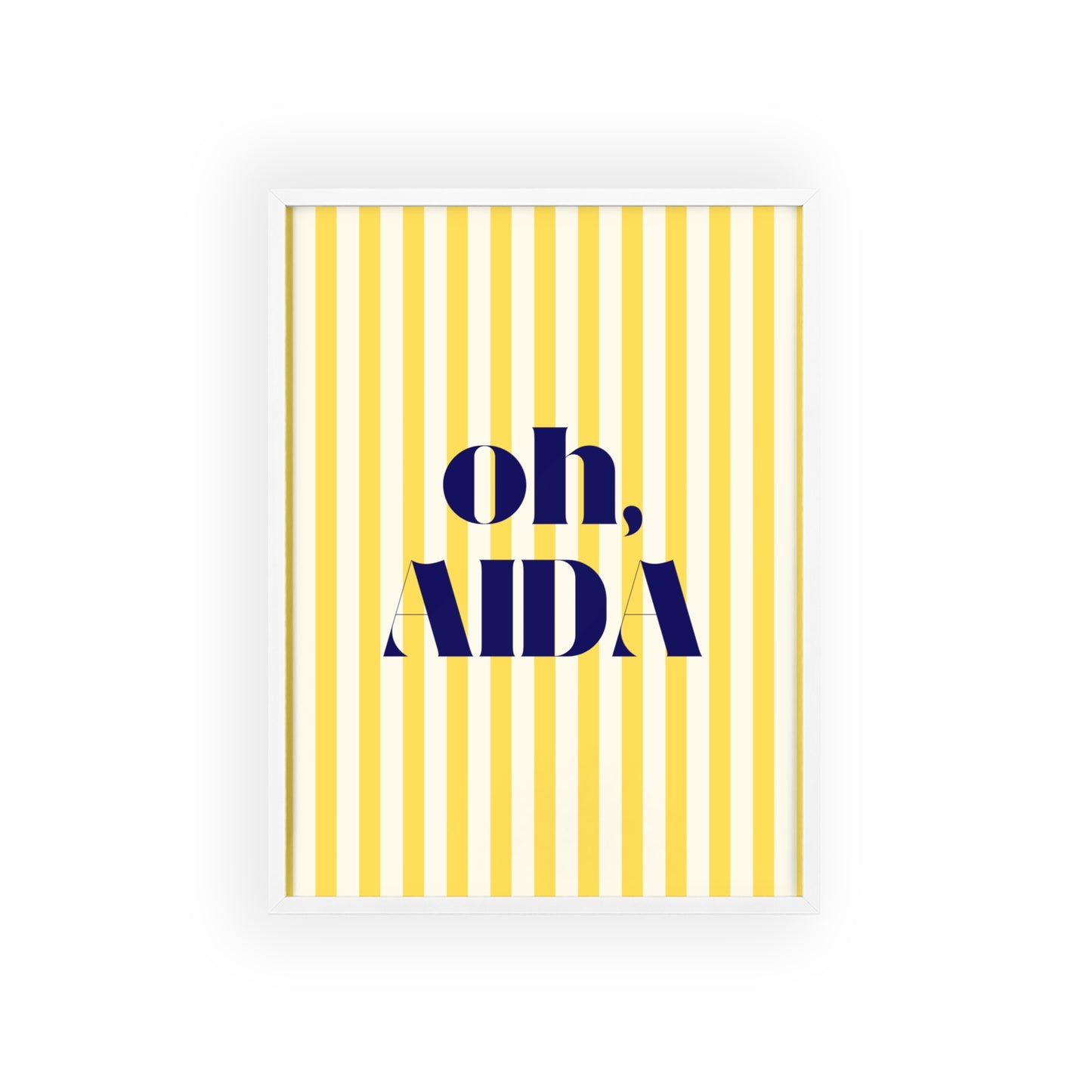Poster with Wooden Frame - OH AIDA Yellow White Stripes