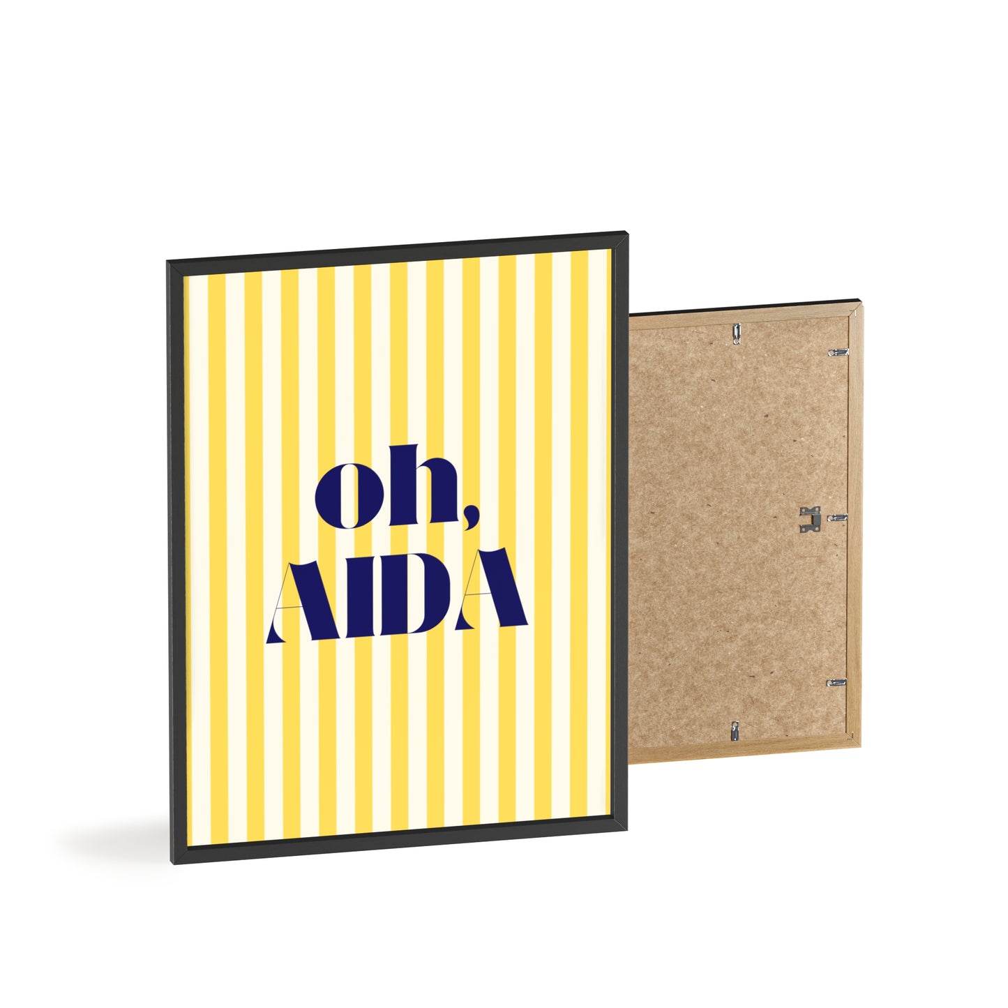 Poster with Wooden Frame - OH AIDA Yellow White Stripes