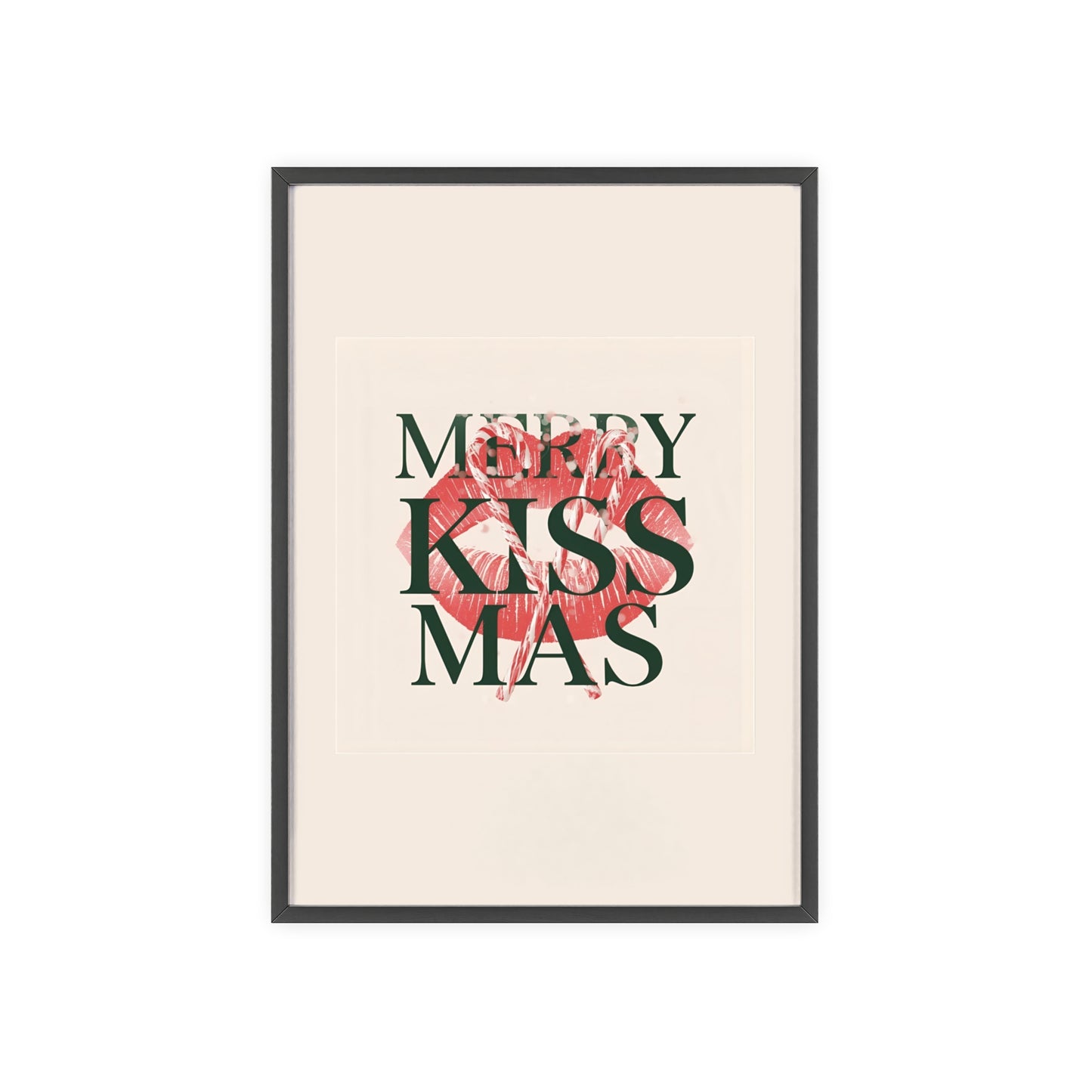 Wandposter mit Holzrahmen - Merry Kiss-Mas
