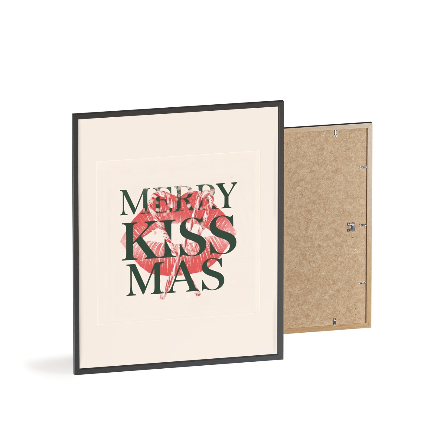 Wandposter mit Holzrahmen - Merry Kiss-Mas