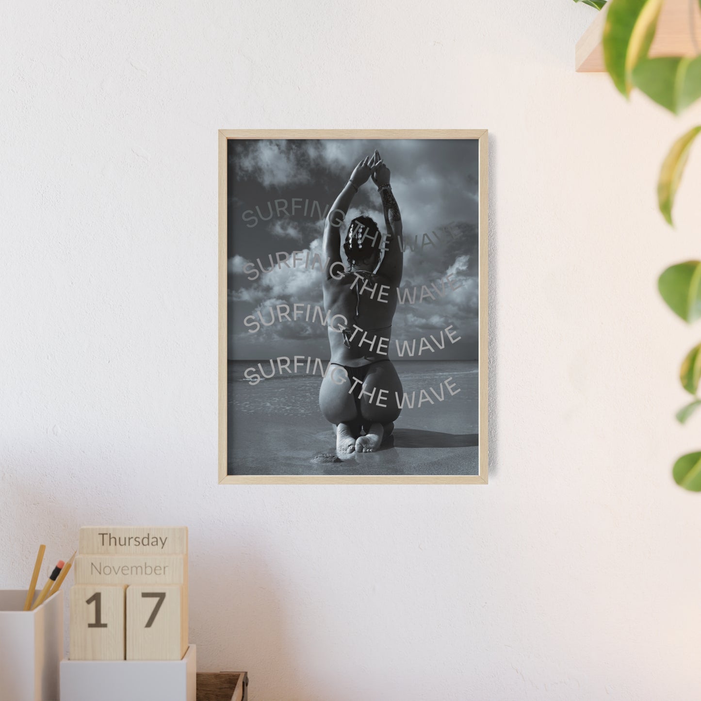 Beach Poster with Wooden Frame - Find me at the beach