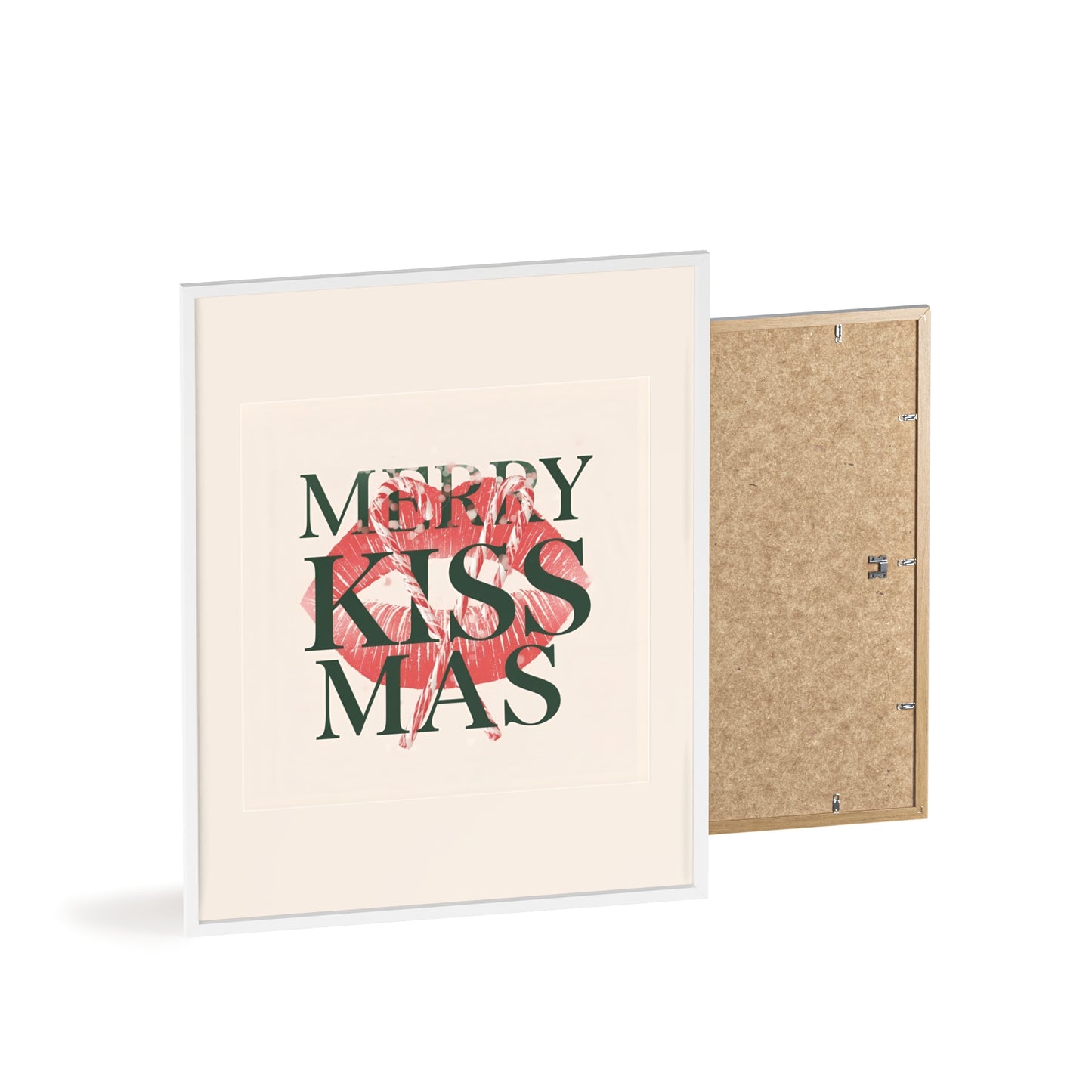 Wandposter mit Holzrahmen - Merry Kiss-Mas
