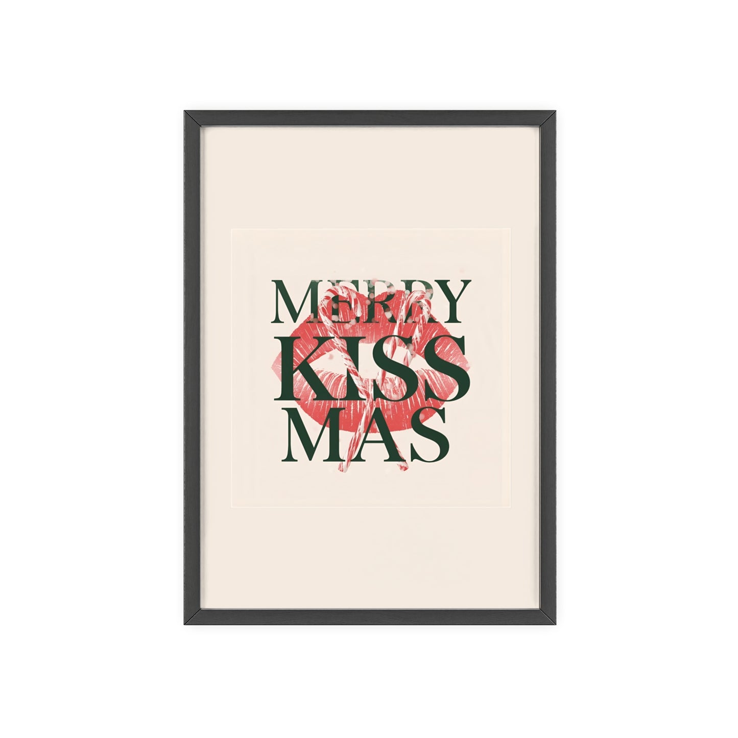 Wandposter mit Holzrahmen - Merry Kiss-Mas