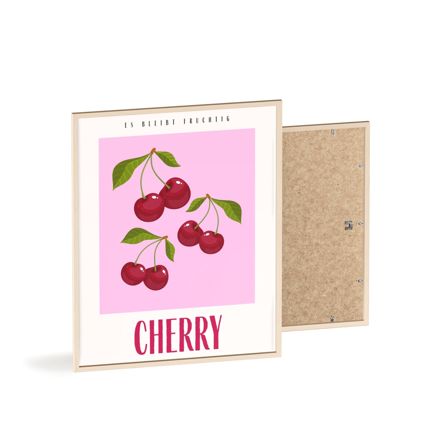 Wandposter mit Holzrahmen - Cherry Pink
