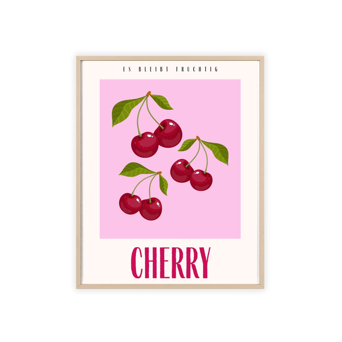 Wandposter mit Holzrahmen - Cherry Pink