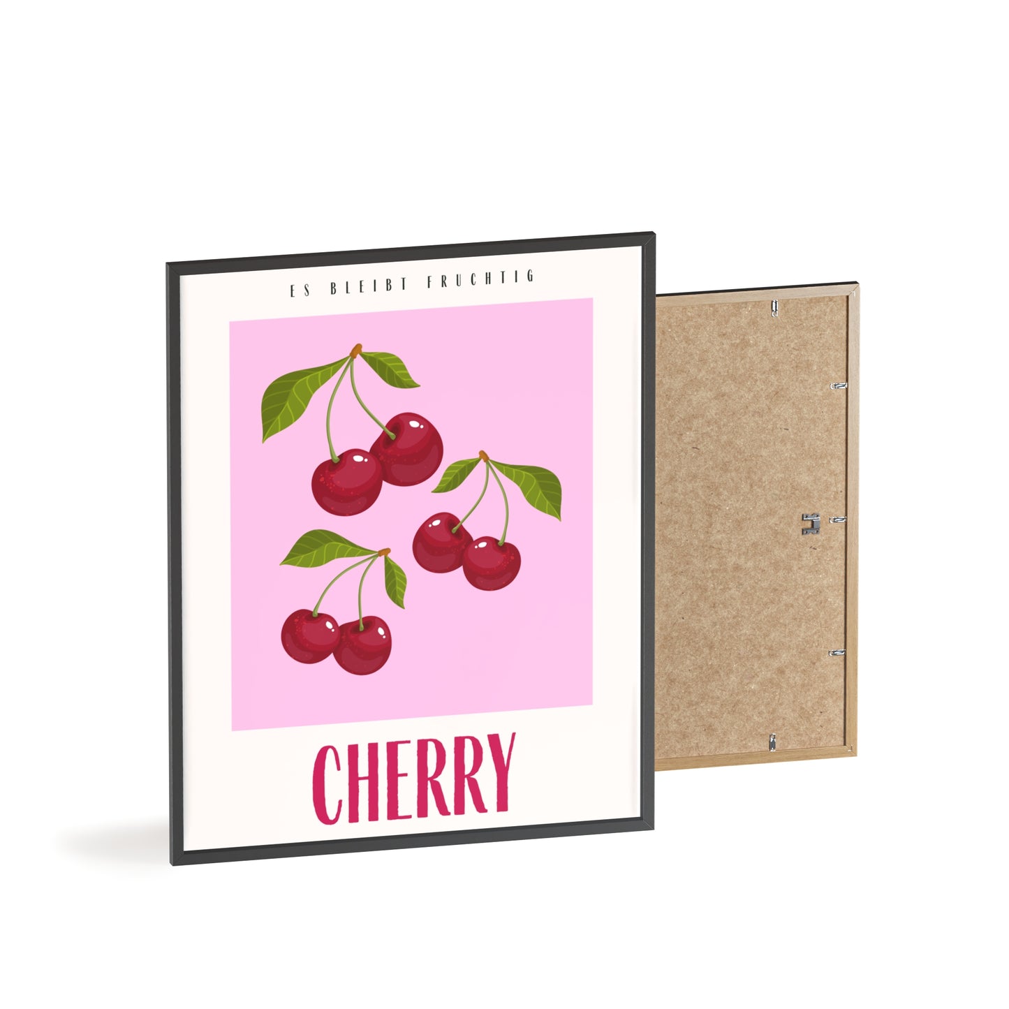Wandposter mit Holzrahmen - Cherry Pink