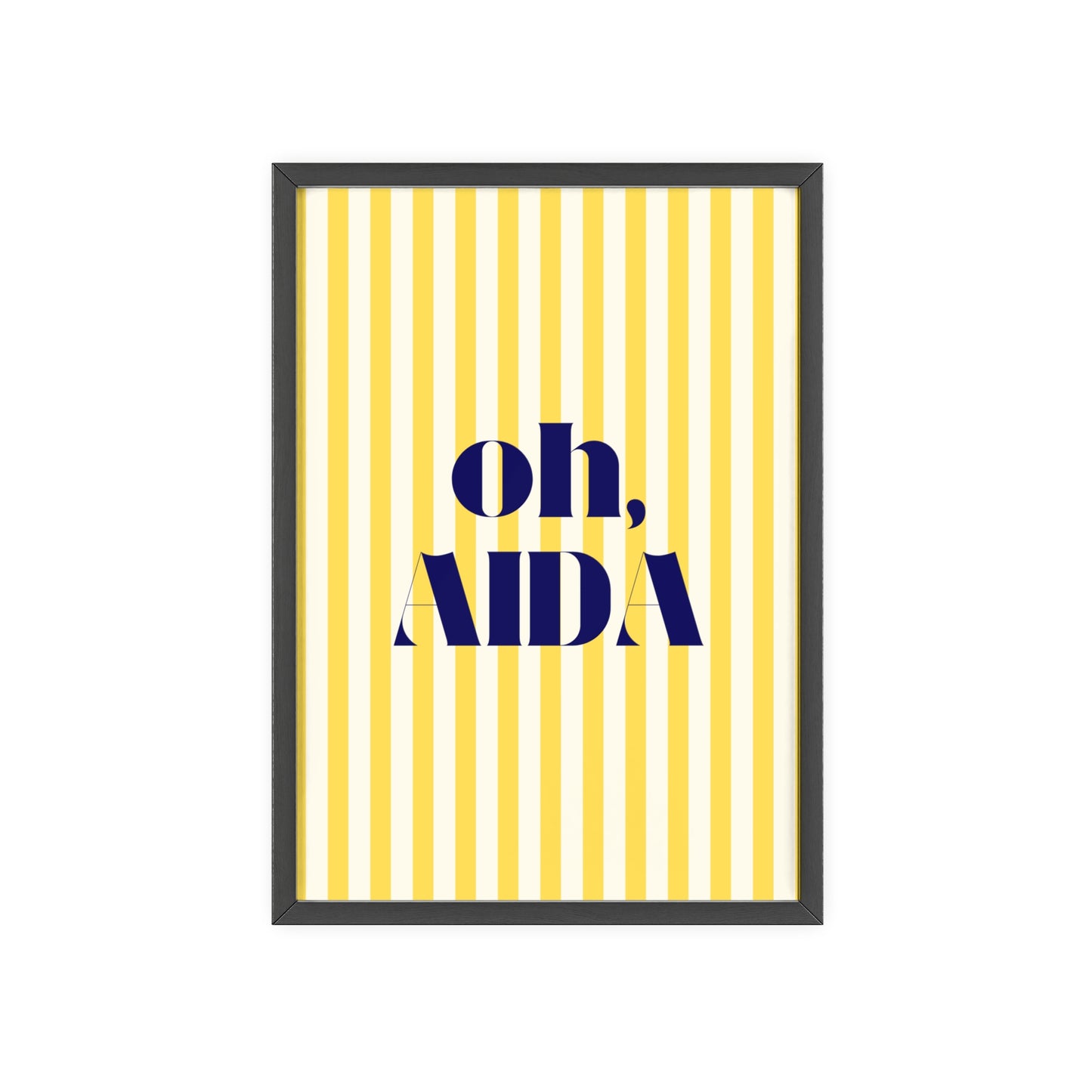 Poster with Wooden Frame - OH AIDA Yellow White Stripes