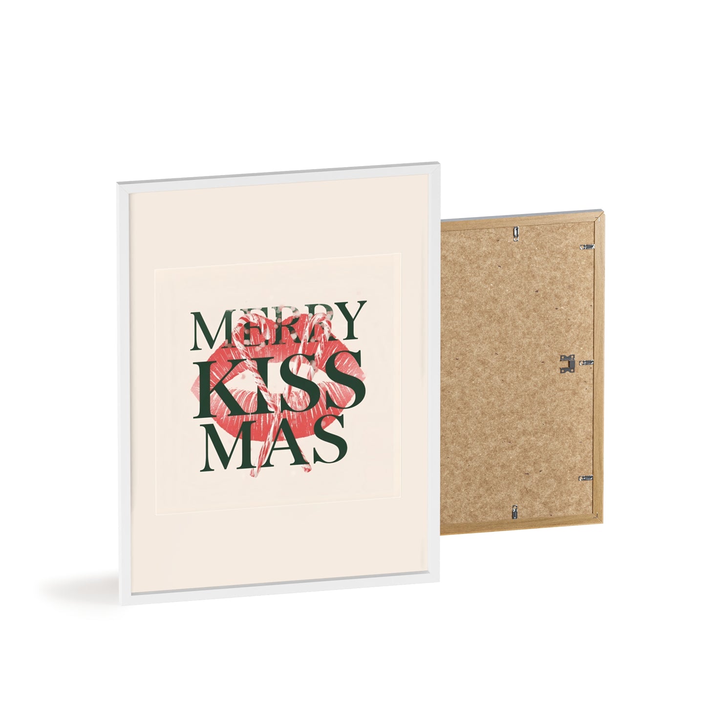 Wandposter mit Holzrahmen - Merry Kiss-Mas
