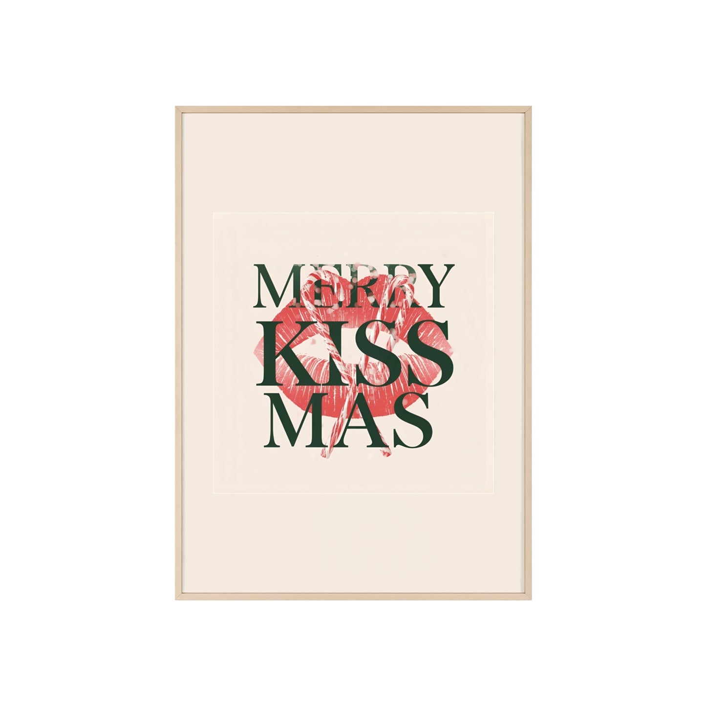 Wandposter mit Holzrahmen - Merry Kiss-Mas