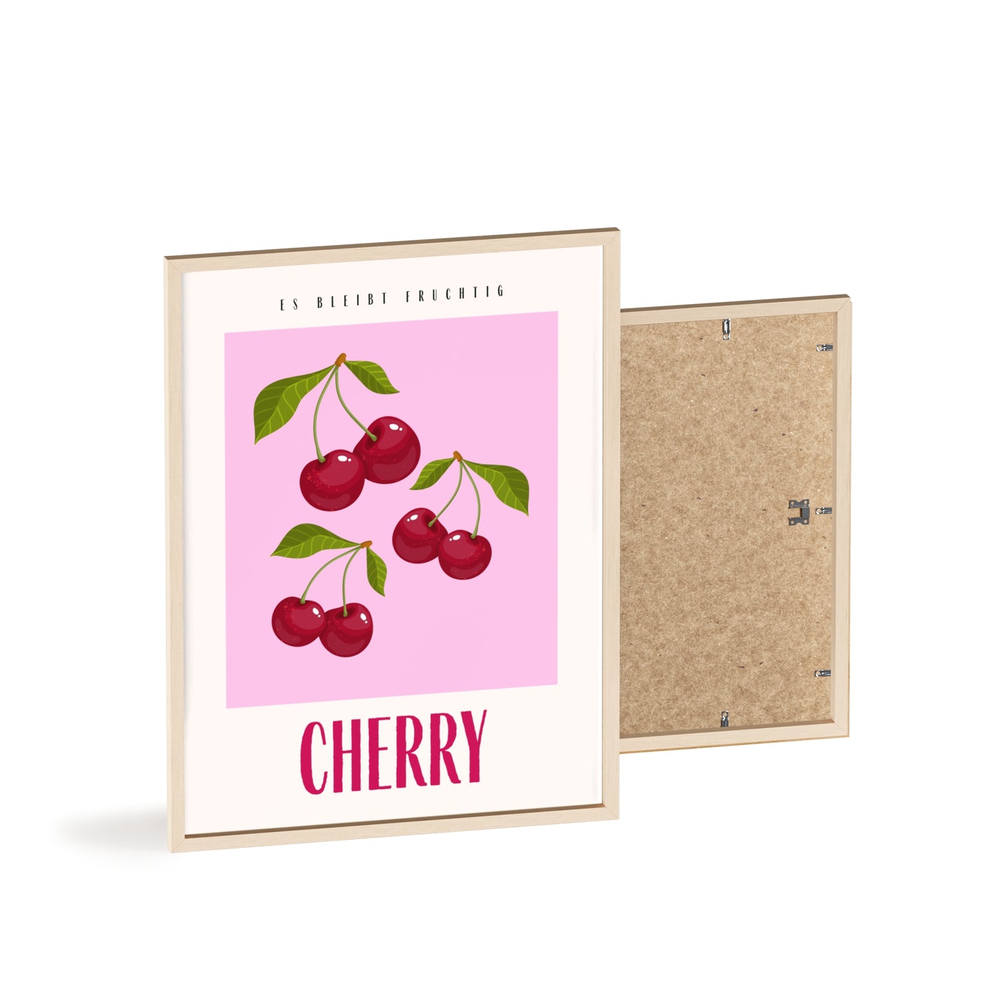 Wandposter mit Holzrahmen - Cherry Pink