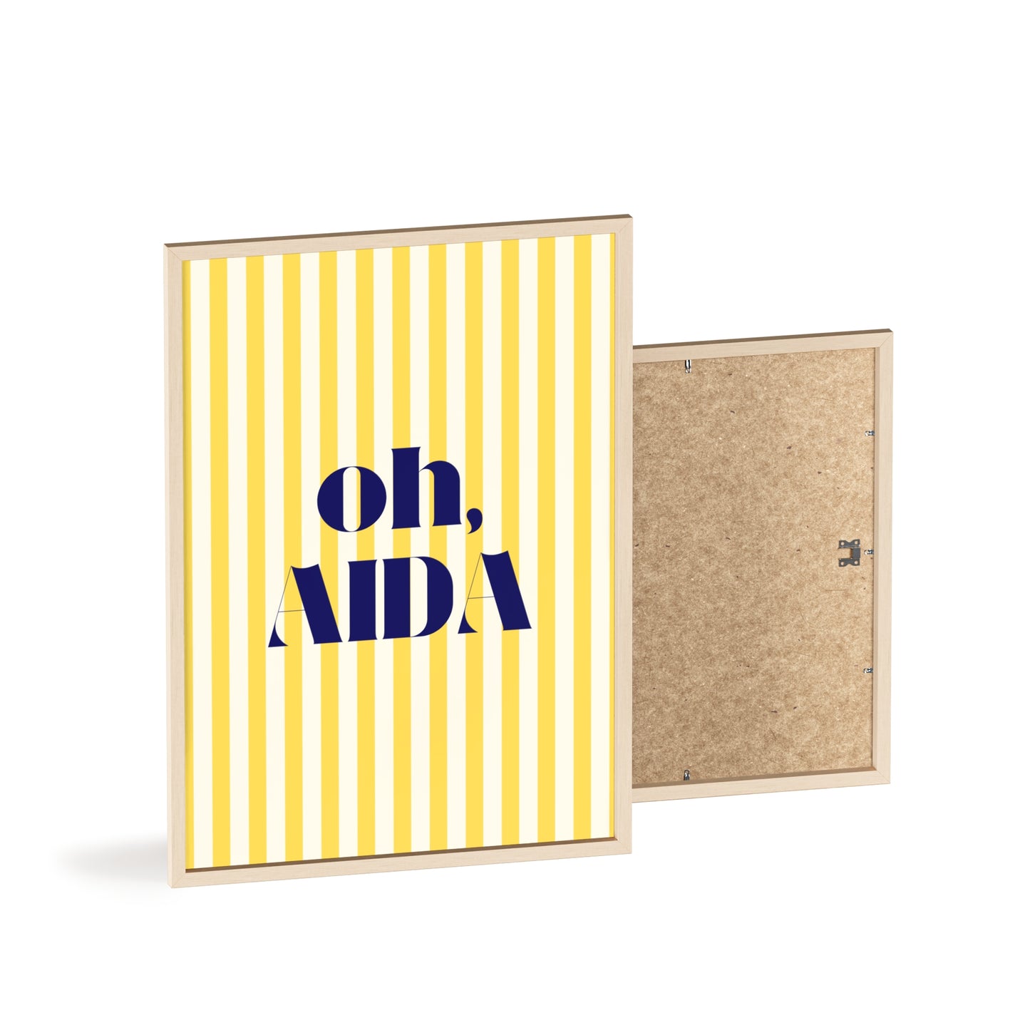 Poster with Wooden Frame - OH AIDA Yellow White Stripes