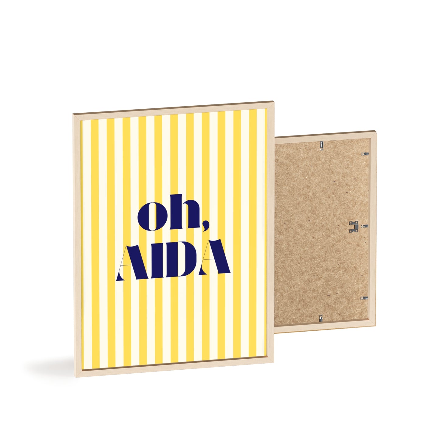 Poster with Wooden Frame - OH AIDA Yellow White Stripes