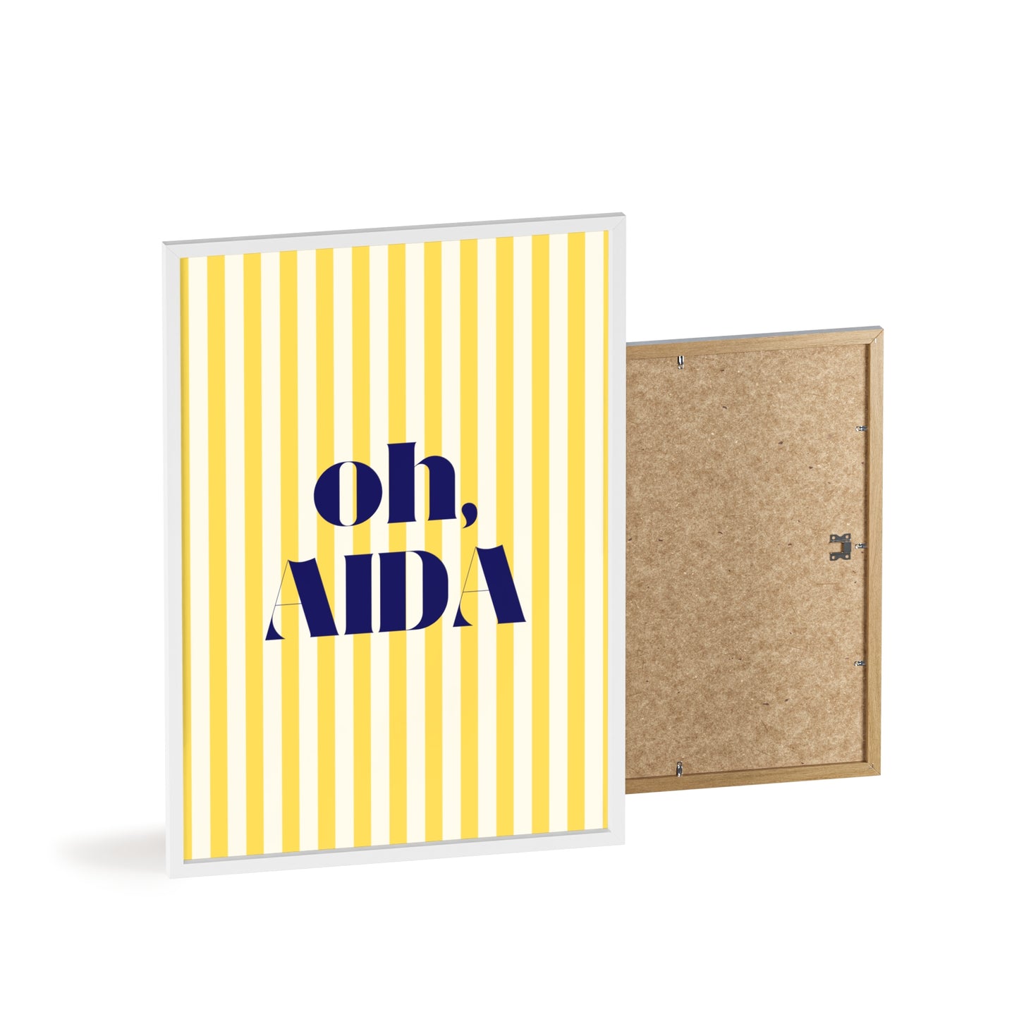 Poster with Wooden Frame - OH AIDA Yellow White Stripes