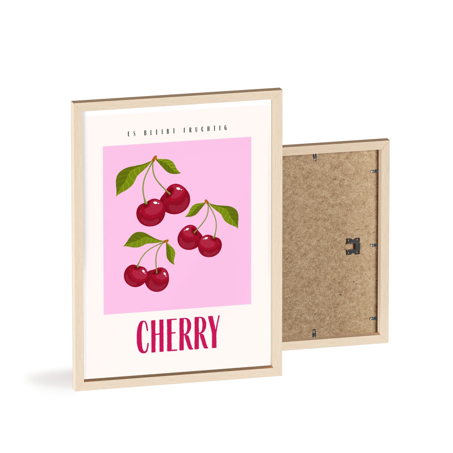 Wandposter mit Holzrahmen - Cherry Pink