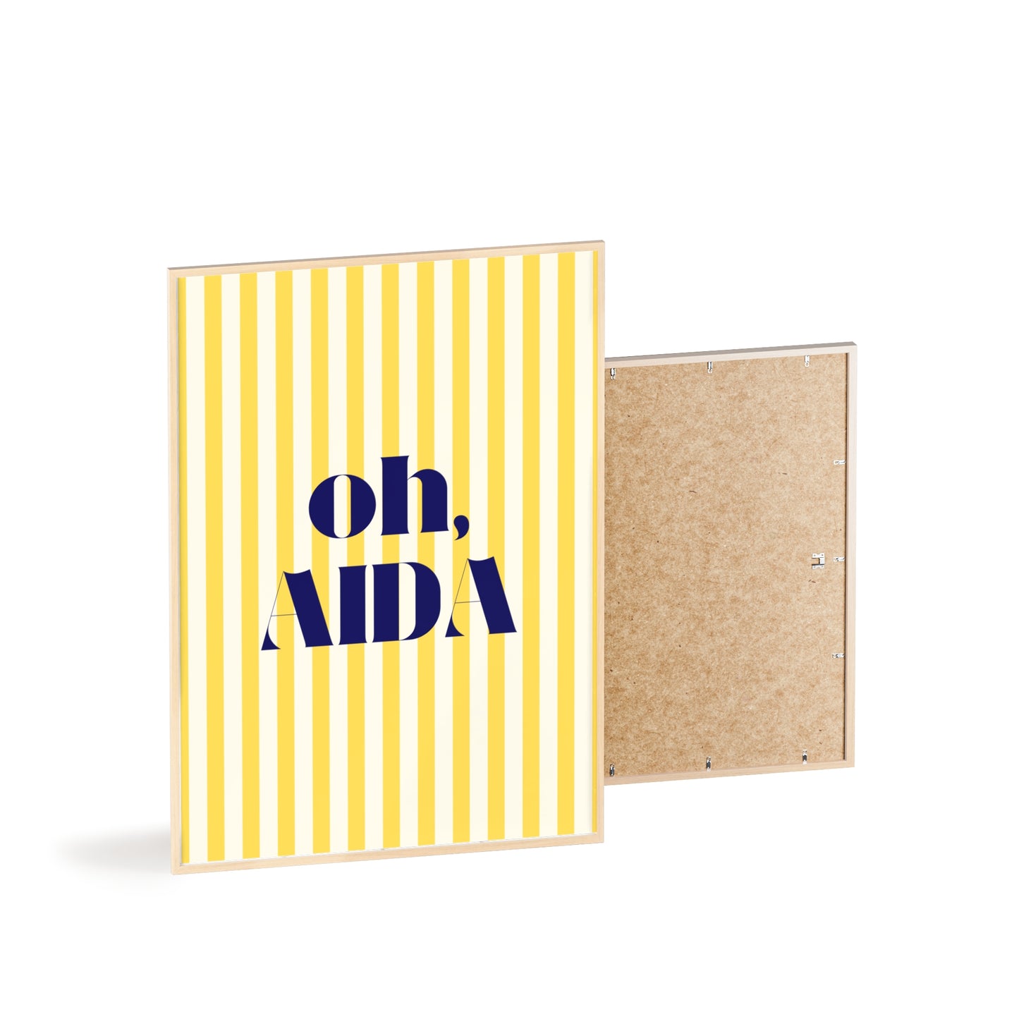 Poster with Wooden Frame - OH AIDA Yellow White Stripes