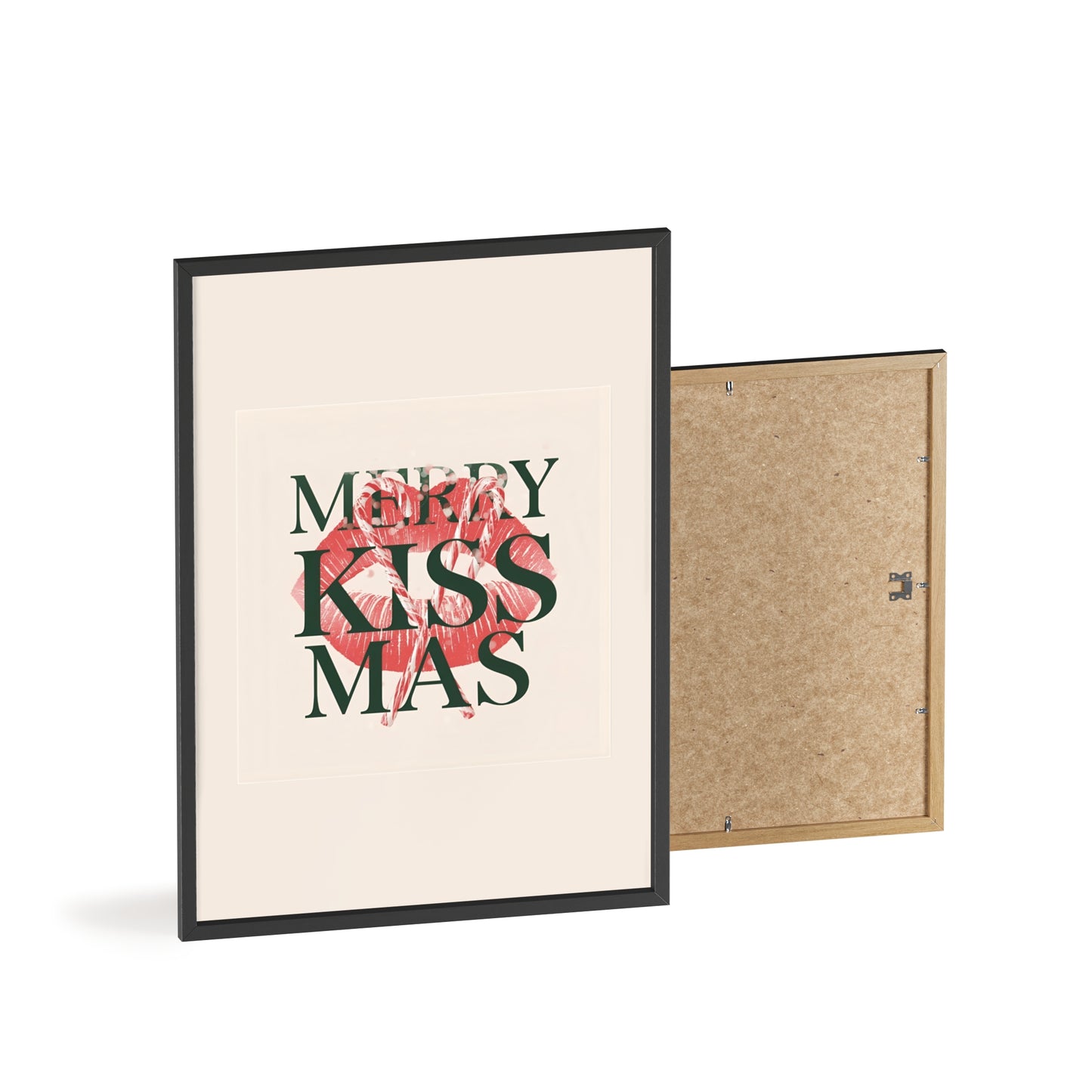 Wandposter mit Holzrahmen - Merry Kiss-Mas