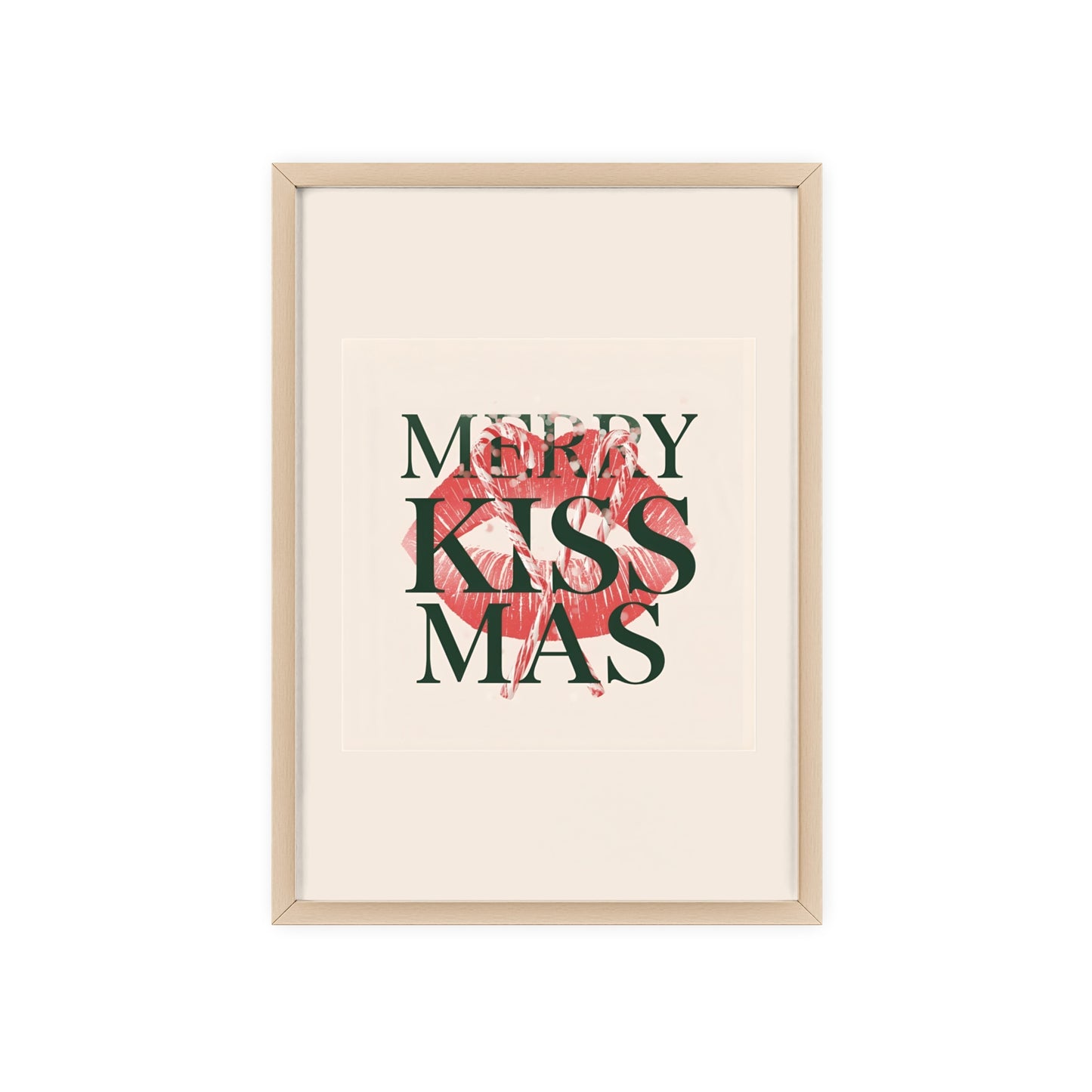Wandposter mit Holzrahmen - Merry Kiss-Mas