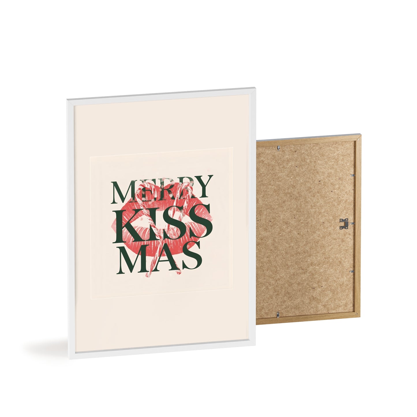 Wandposter mit Holzrahmen - Merry Kiss-Mas