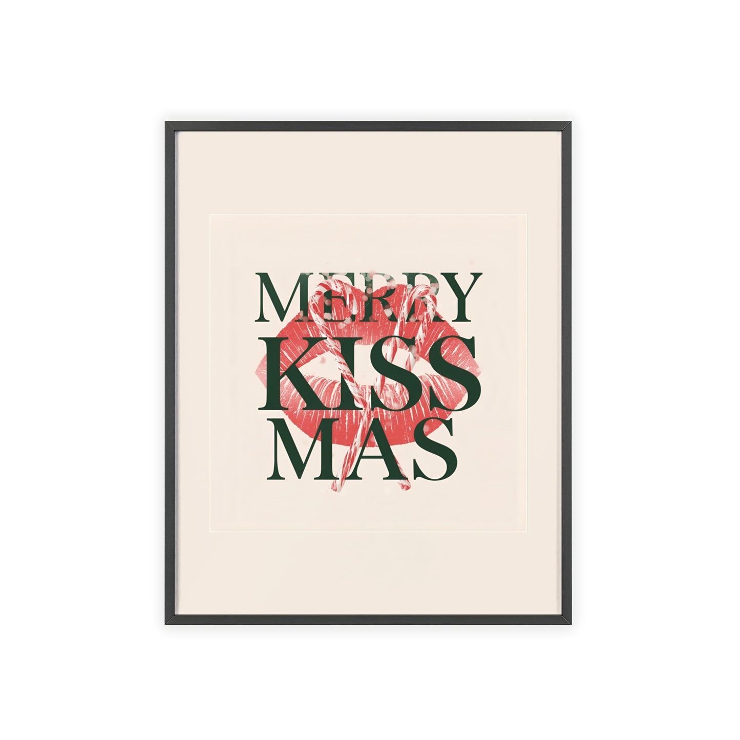 Wandposter mit Holzrahmen - Merry Kiss-Mas