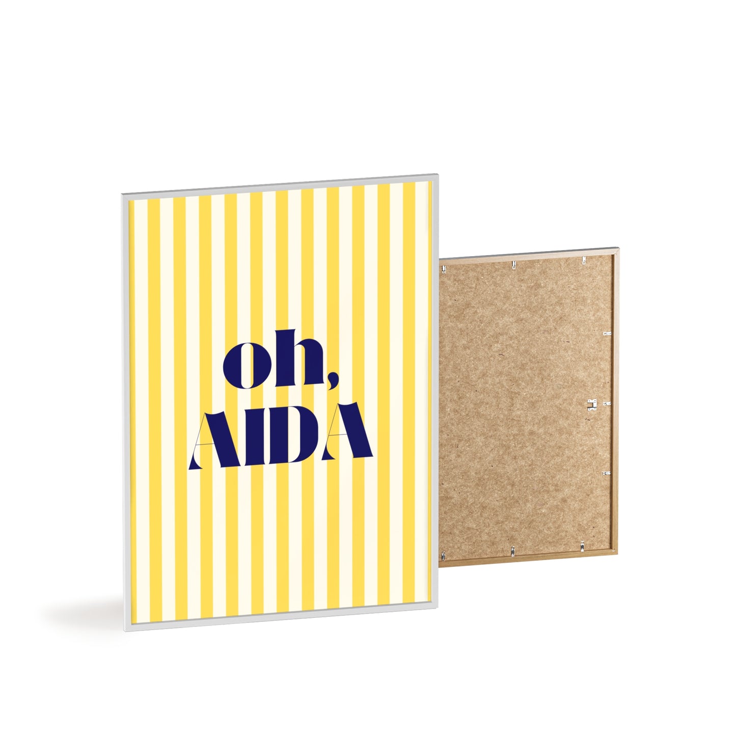 Poster with Wooden Frame - OH AIDA Yellow White Stripes