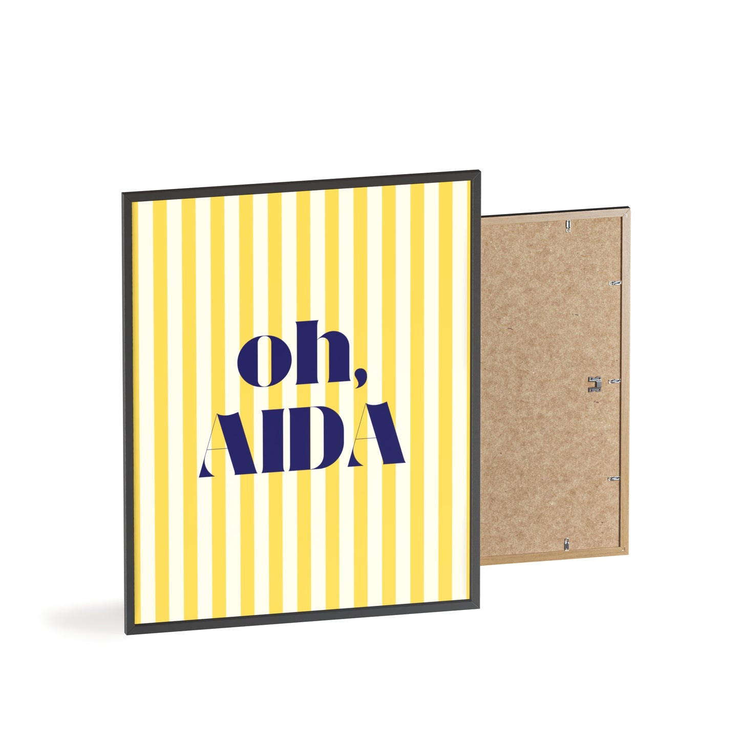 Poster with Wooden Frame - OH AIDA Yellow White Stripes
