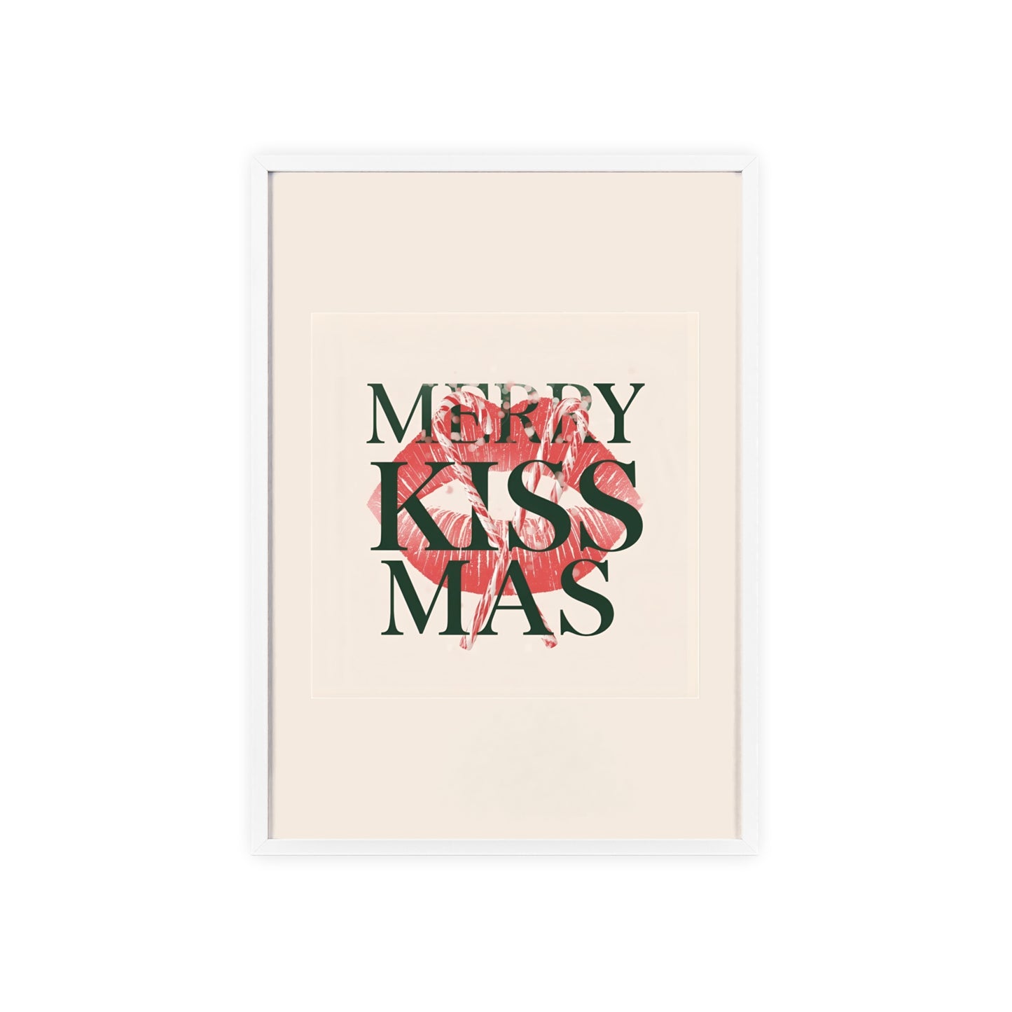 Wandposter mit Holzrahmen - Merry Kiss-Mas