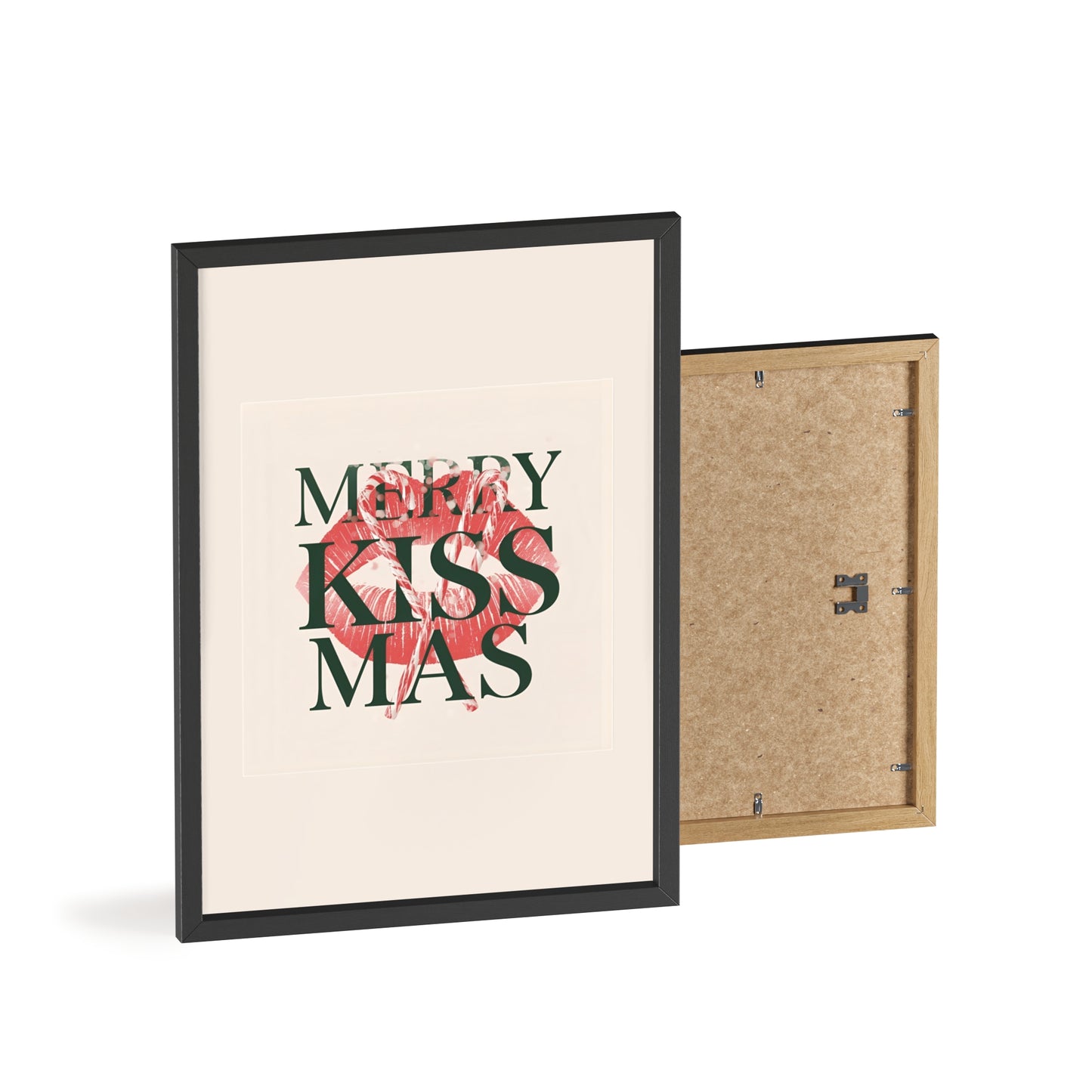 Wandposter mit Holzrahmen - Merry Kiss-Mas