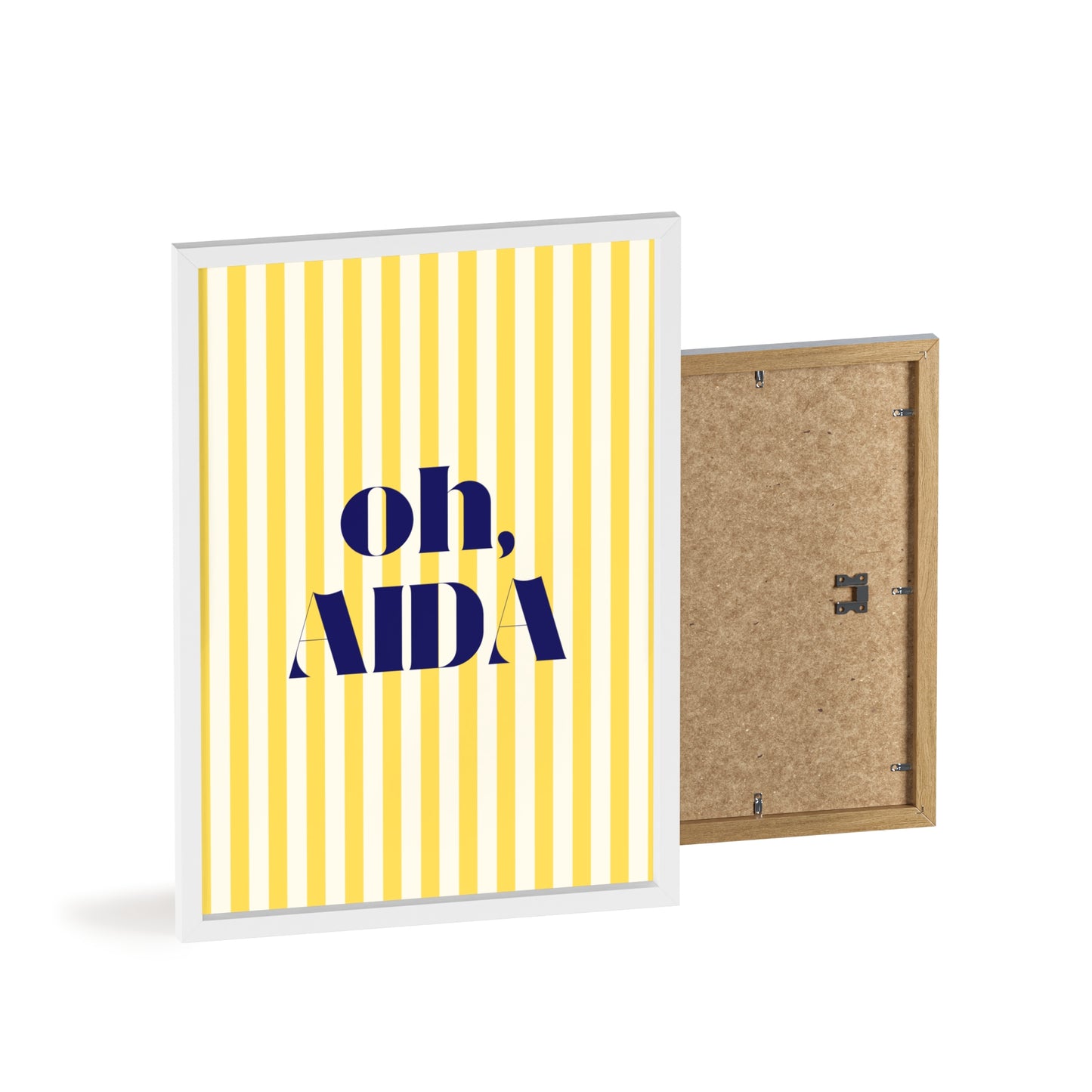 Poster with Wooden Frame - OH AIDA Yellow White Stripes