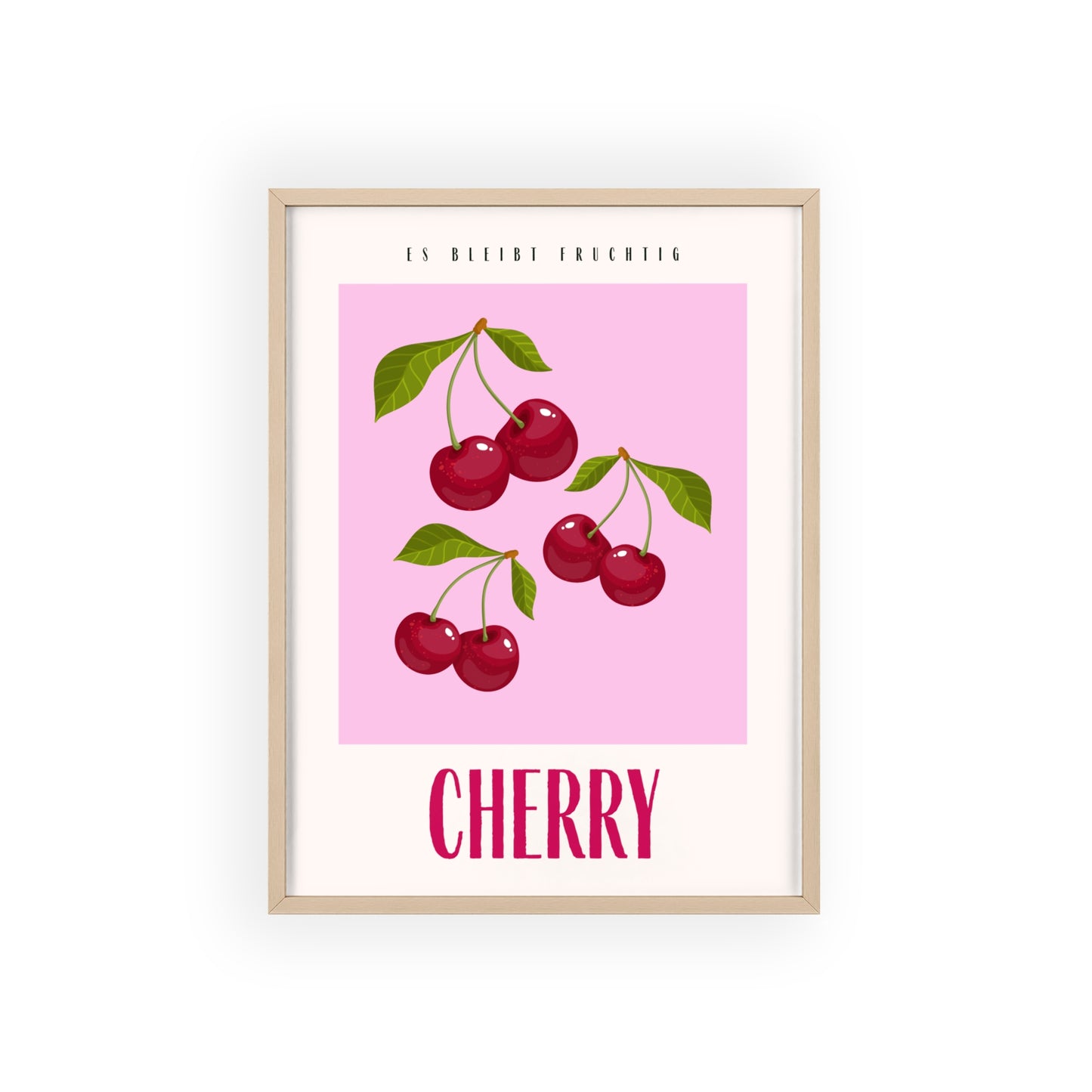 Wandposter mit Holzrahmen - Cherry Pink