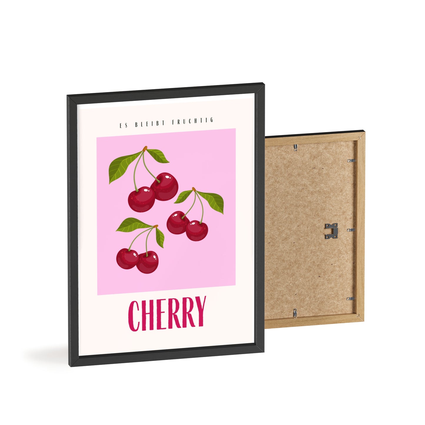 Wandposter mit Holzrahmen - Cherry Pink