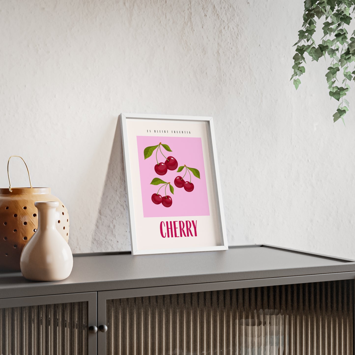 Wandposter mit Holzrahmen - Cherry Pink