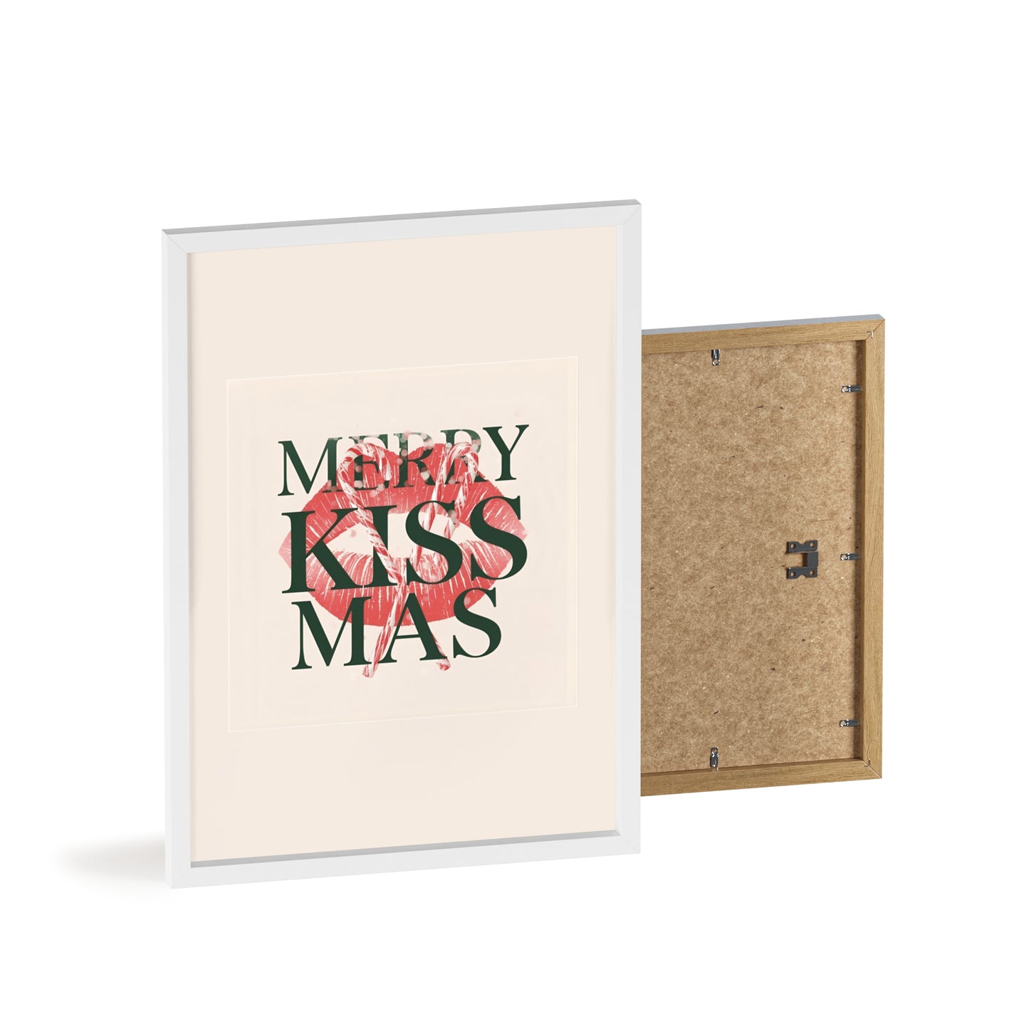 Wandposter mit Holzrahmen - Merry Kiss-Mas