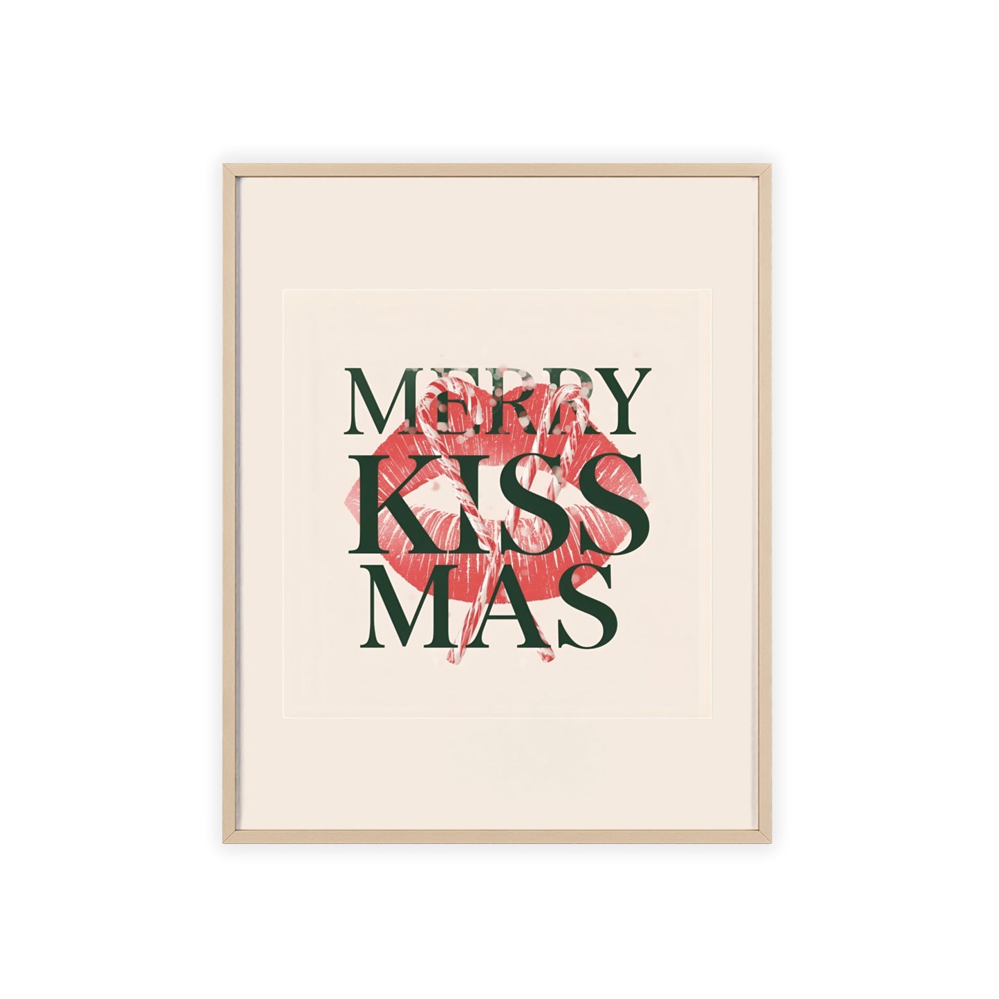 Wandposter mit Holzrahmen - Merry Kiss-Mas