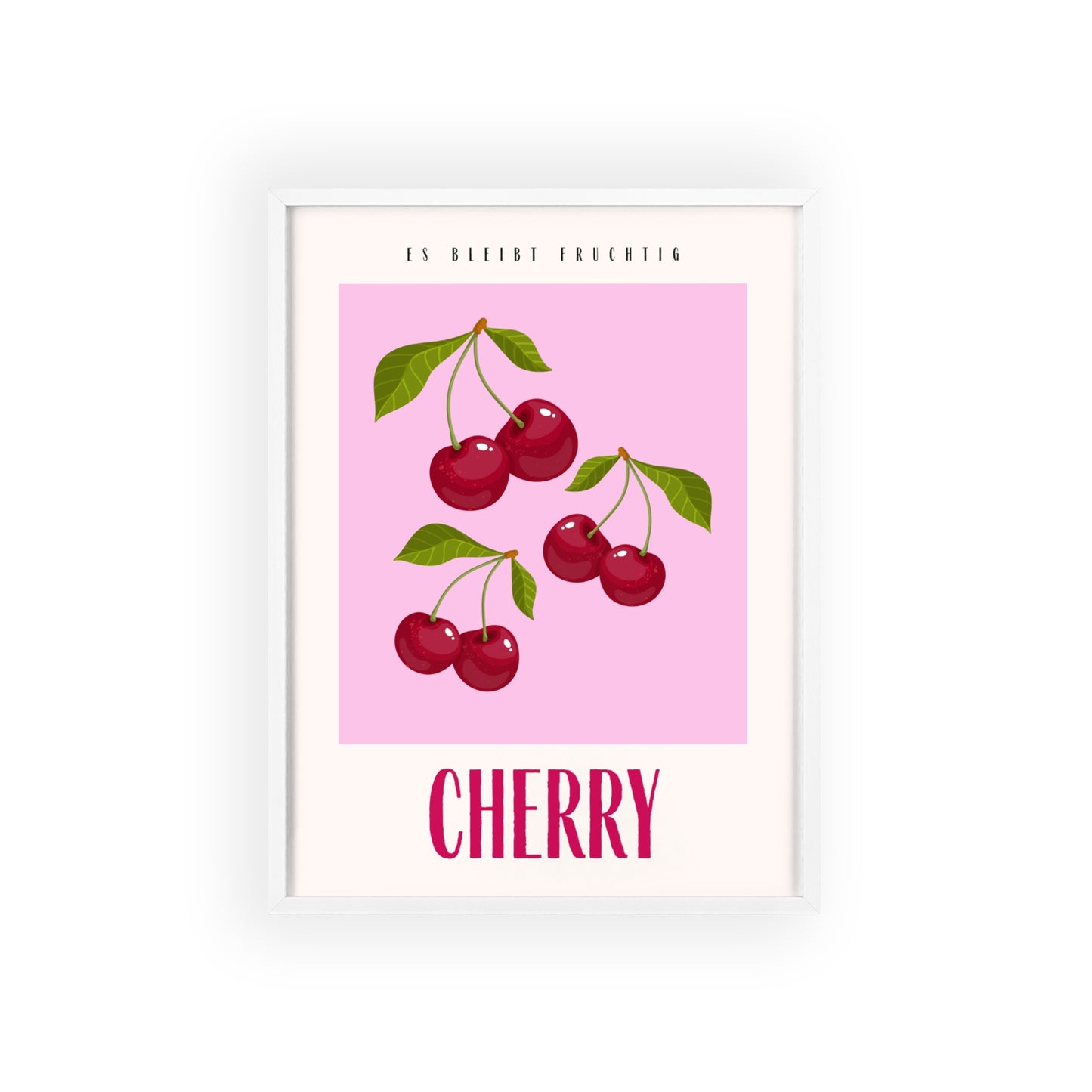 Wandposter mit Holzrahmen - Cherry Pink