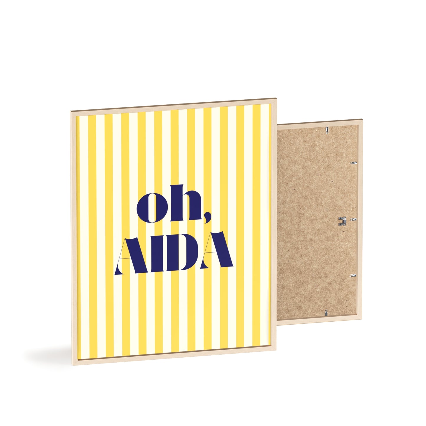 Poster with Wooden Frame - OH AIDA Yellow White Stripes