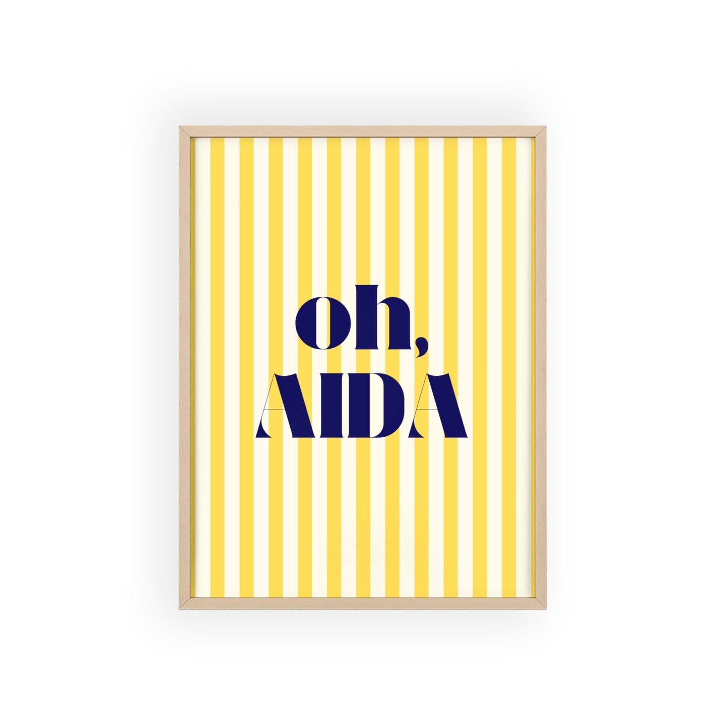 Poster with Wooden Frame - OH AIDA Yellow White Stripes