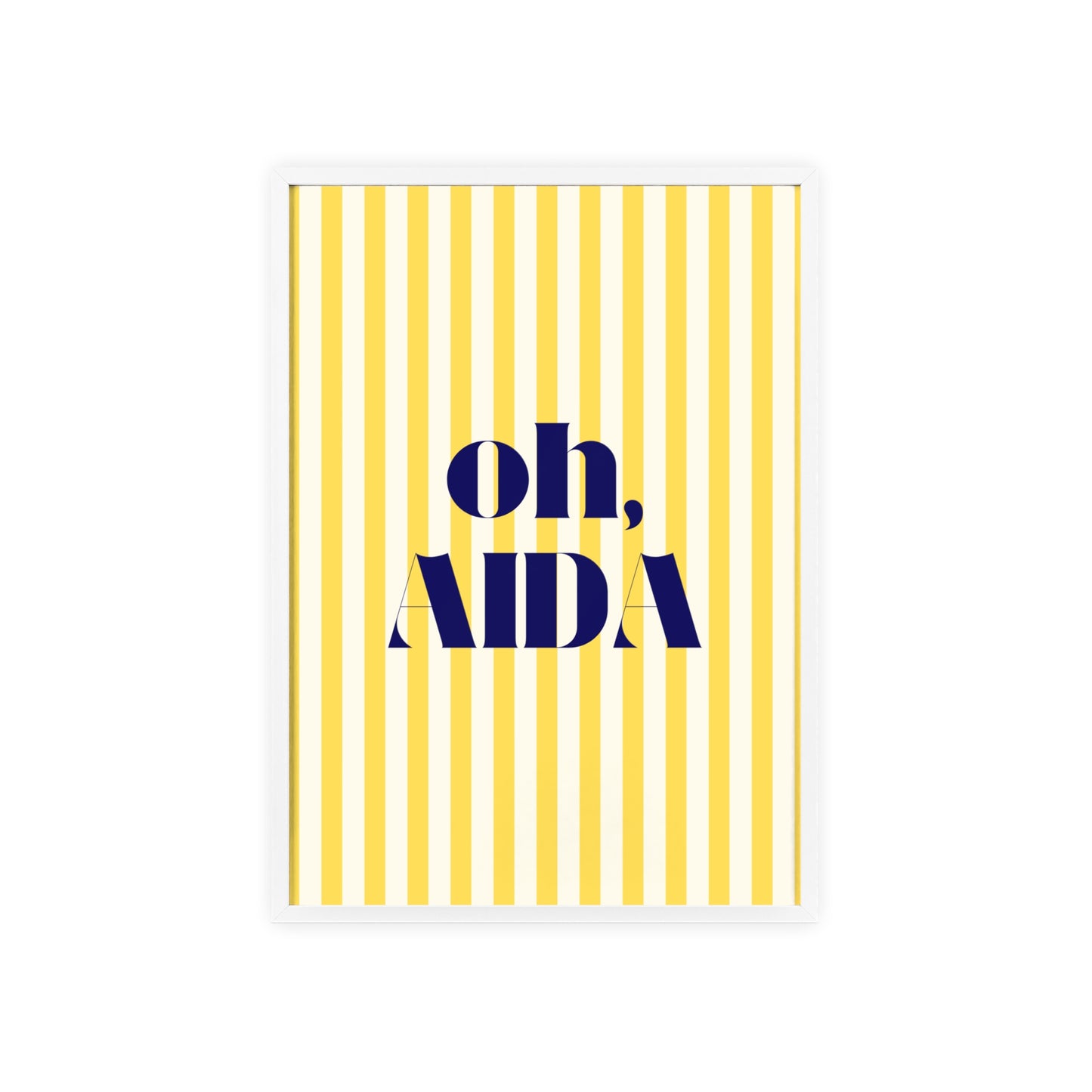 Poster with Wooden Frame - OH AIDA Yellow White Stripes