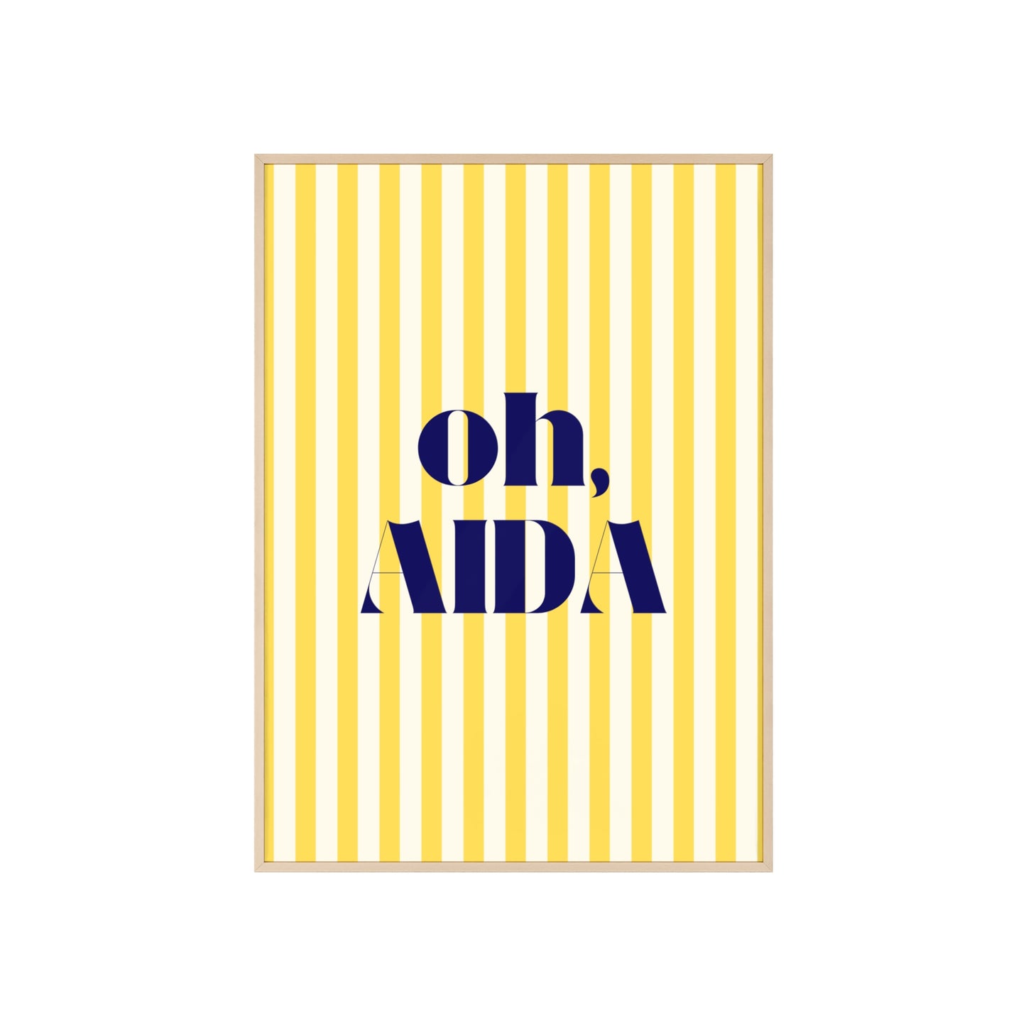 Poster with Wooden Frame - OH AIDA Yellow White Stripes