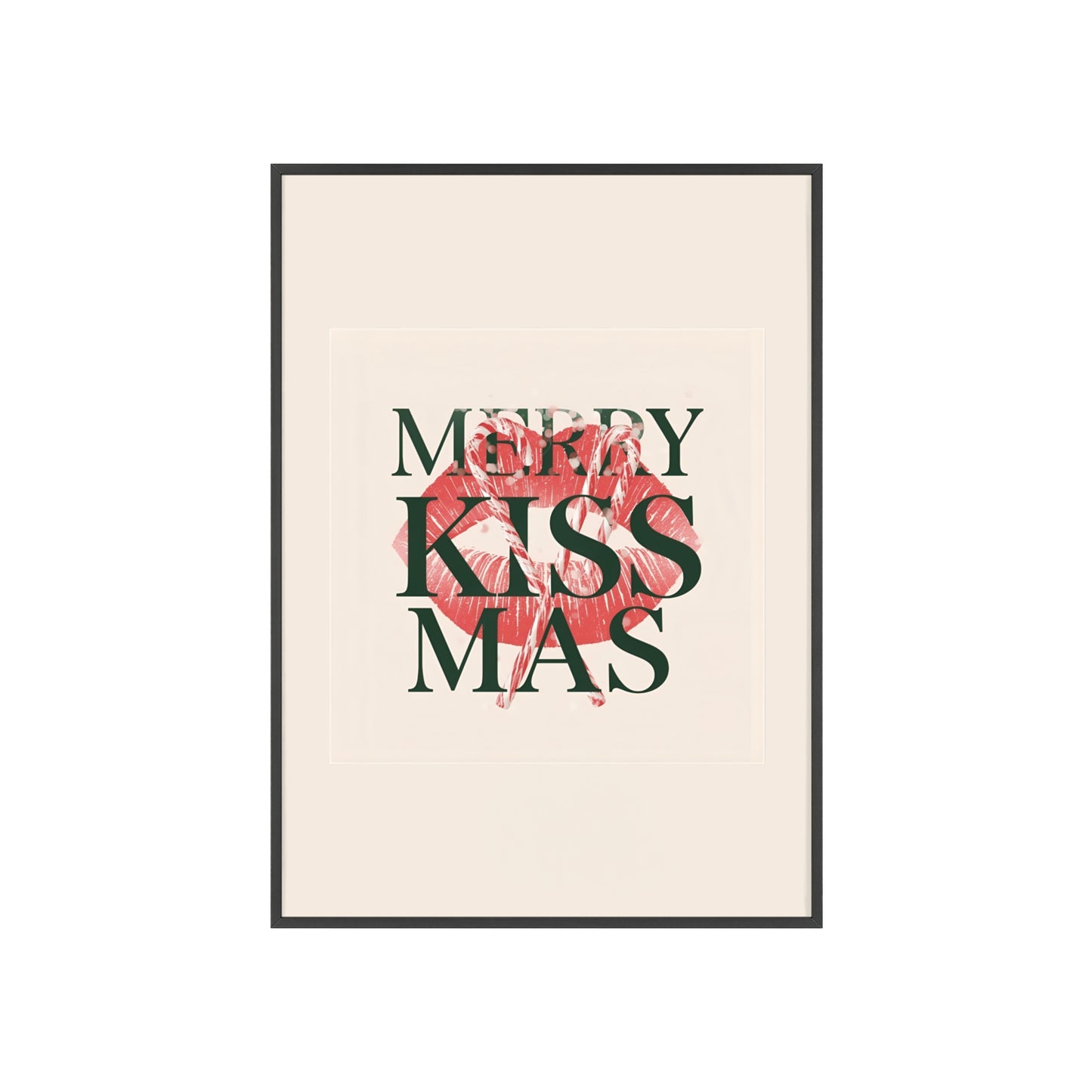 Wandposter mit Holzrahmen - Merry Kiss-Mas