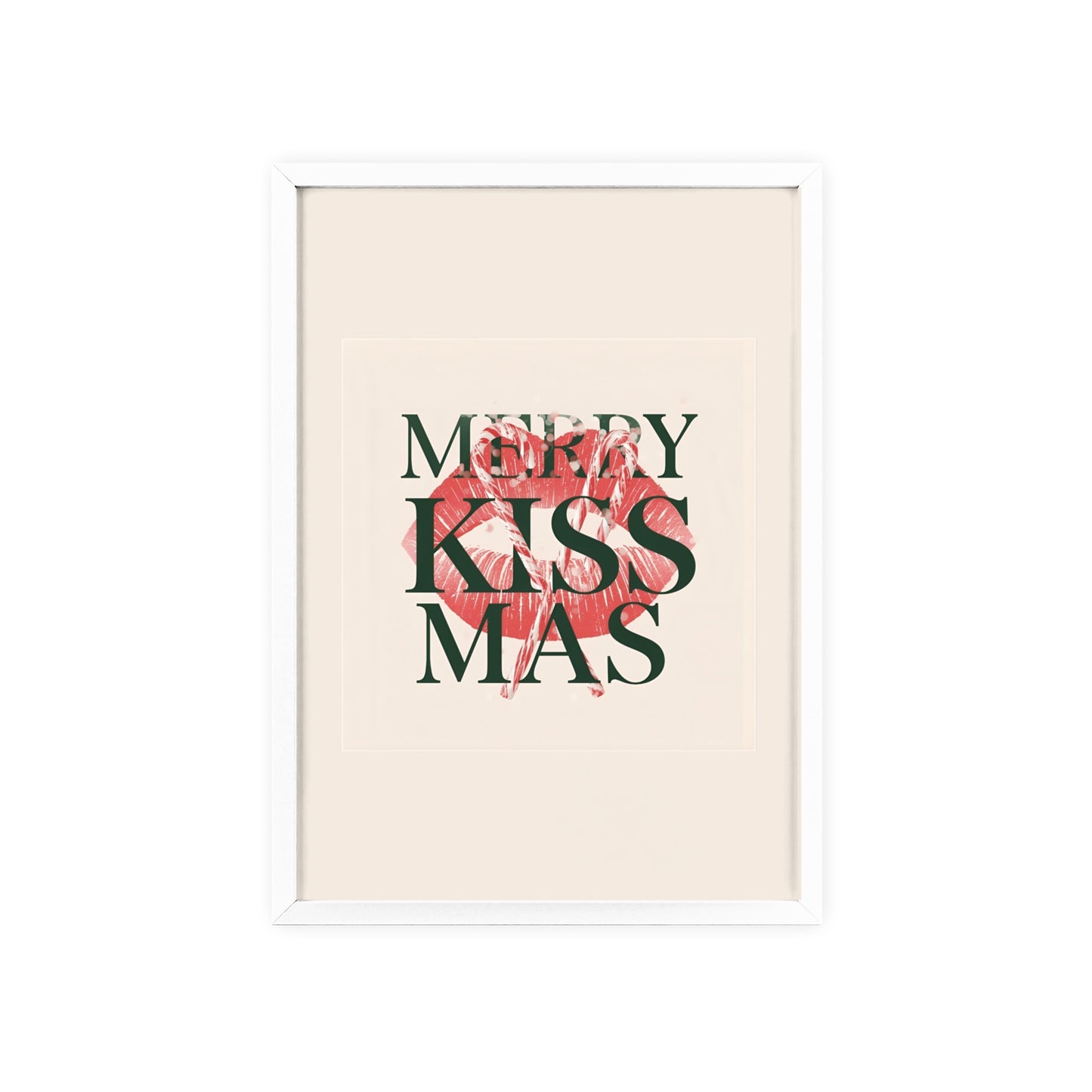 Wandposter mit Holzrahmen - Merry Kiss-Mas