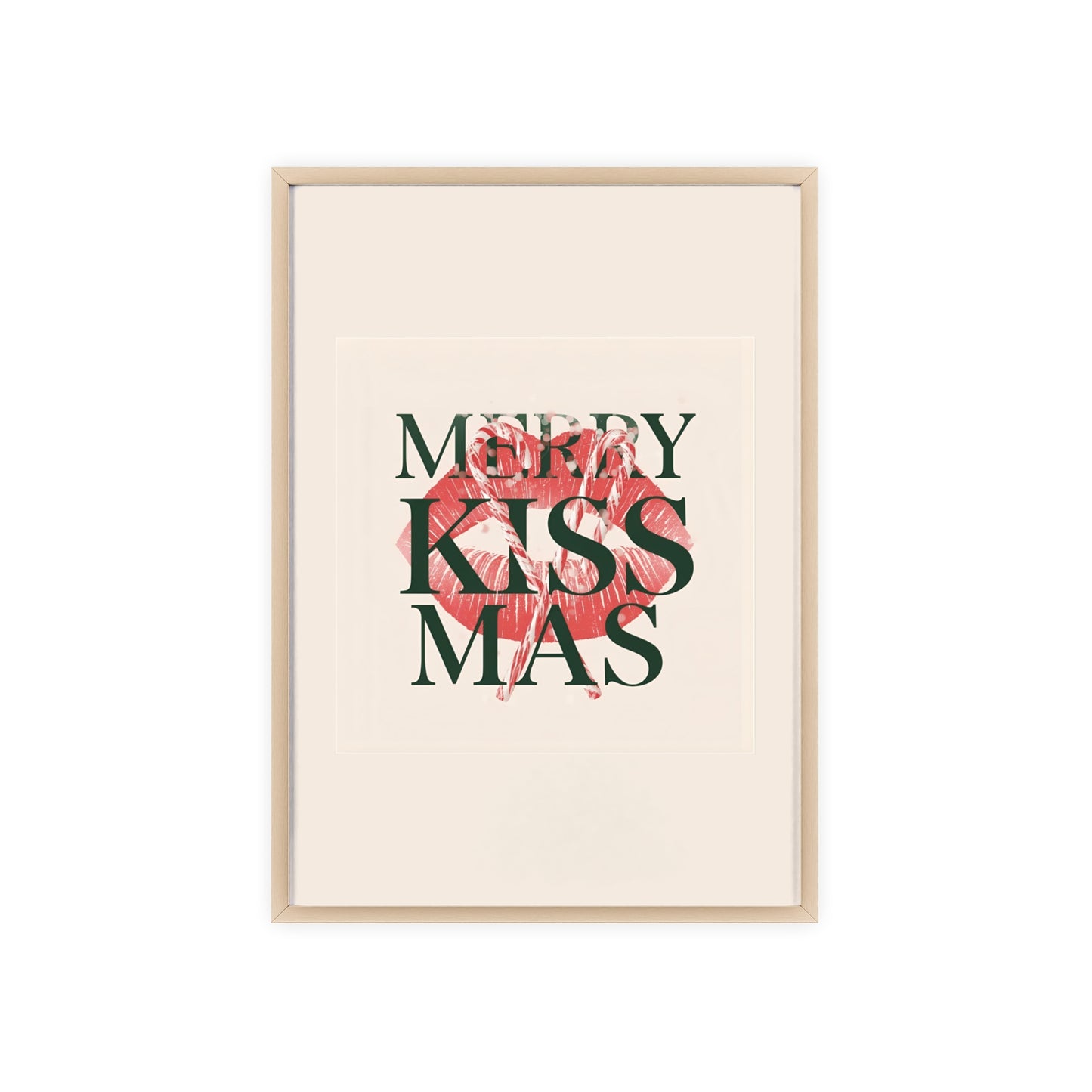 Wandposter mit Holzrahmen - Merry Kiss-Mas